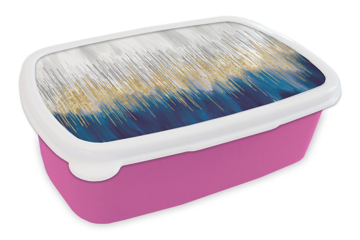 MuchoWow Lunchbox Abstrakt - Gemälde - Öl, Kunststoff, (2-tlg), Brotbox für Erwachsene, Brotdose Kinder, Snackbox, Mädchen, Kunststoff rosa