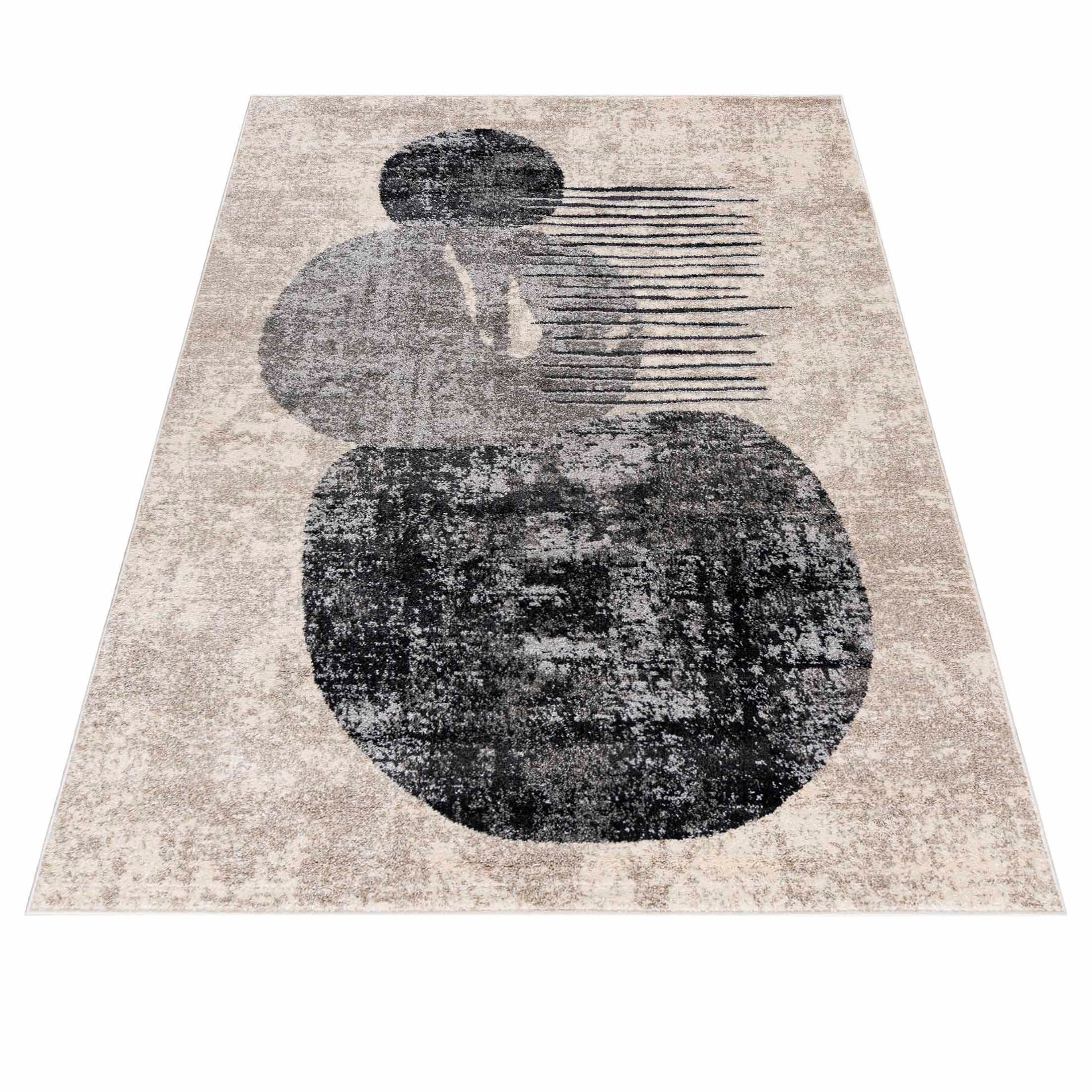 Mazovia Designteppich Modern Teppich Kurzflor Wohnzimmerteppich Japandi Scandi Beige Grau, 80 x 150 cm, Fußbodenheizung, Allergiker geeignet, Farbecht, Pflegeleicht