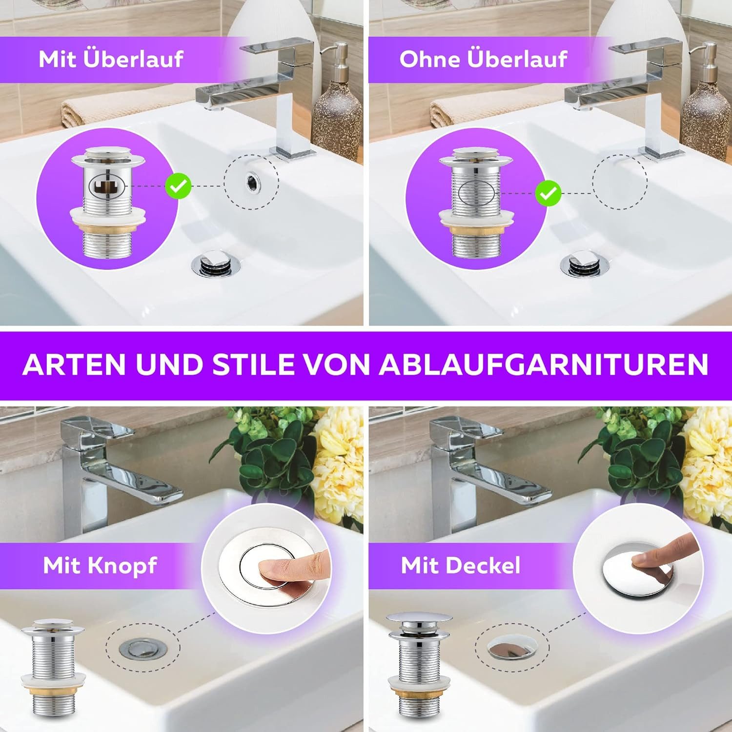 M. Rosenfeld Ablaufgarnitur Waschbecken OHNE Überlauf günstig online kaufen