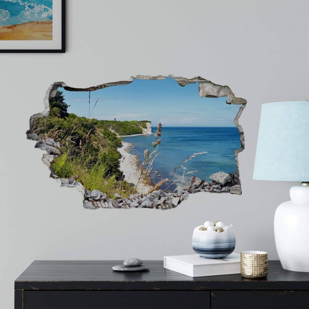 K&L Wall Art Wandtattoo 3D Natur Mauerdurchbruch Strand Motivationssticker selbstklebend (Klebebilder für Wohnzimmer und Flur, lokal hergestellt in Berlin), moderne 3D Wandsticker mit Natur-, Urlaubs- und Landschaftsmotiven