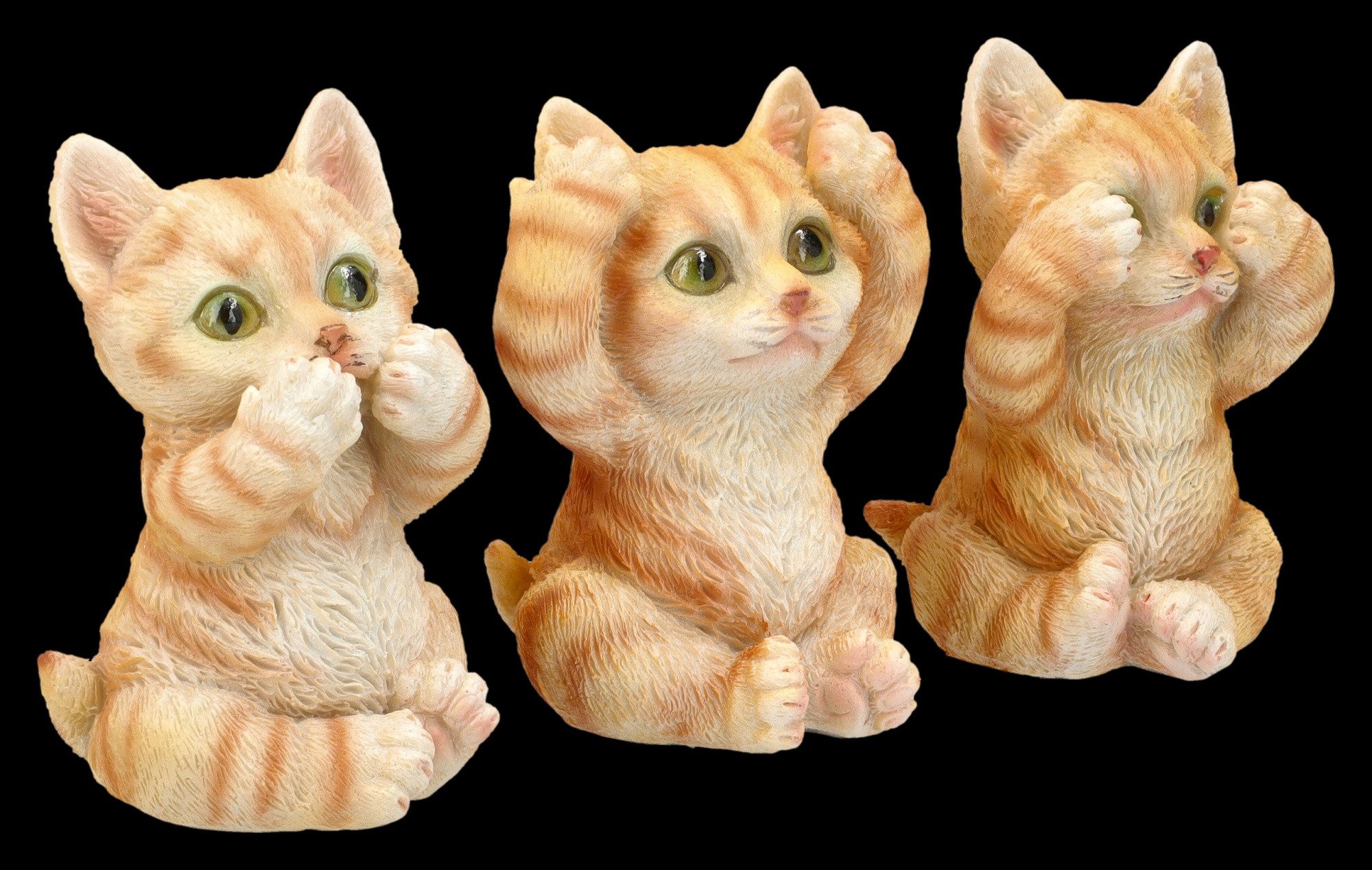 Figuren Shop GmbH Tierfigur Katzen Dekofigur Set – Drei Kätzchen Skulptur Tierfigur 9 cm Deko