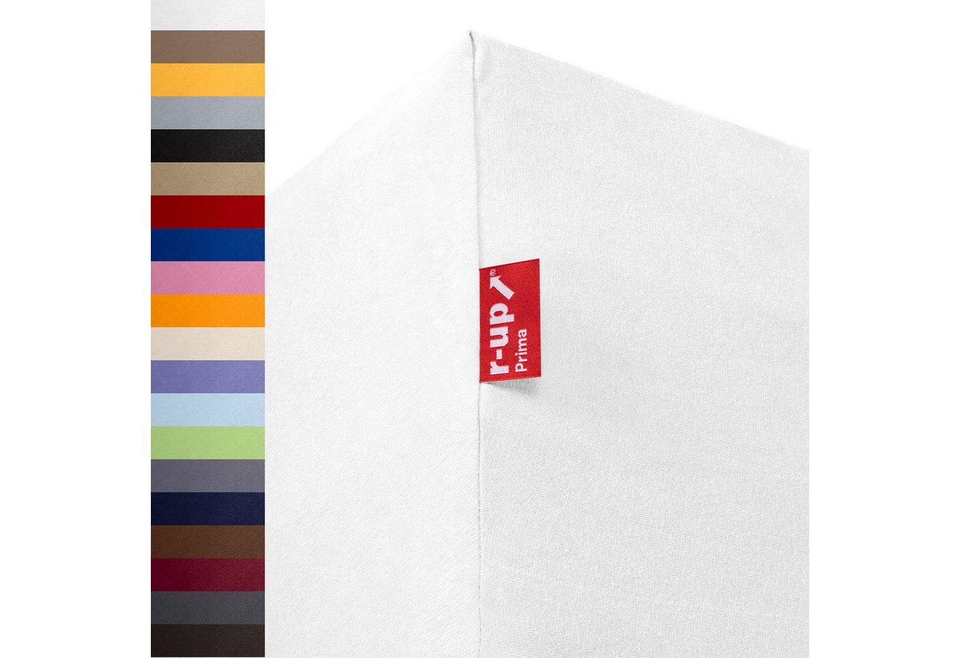 r-up Spannbettlaken Prima 90x200 bis 220x240 erhältlich! 160 g/m², Baumwolle, Gummizug: fest eingenähtes dauerelastisches Rundumgummi, (1 Stück), (90x200-100x220, 15-35cm Matratzenhöhe, weiss)