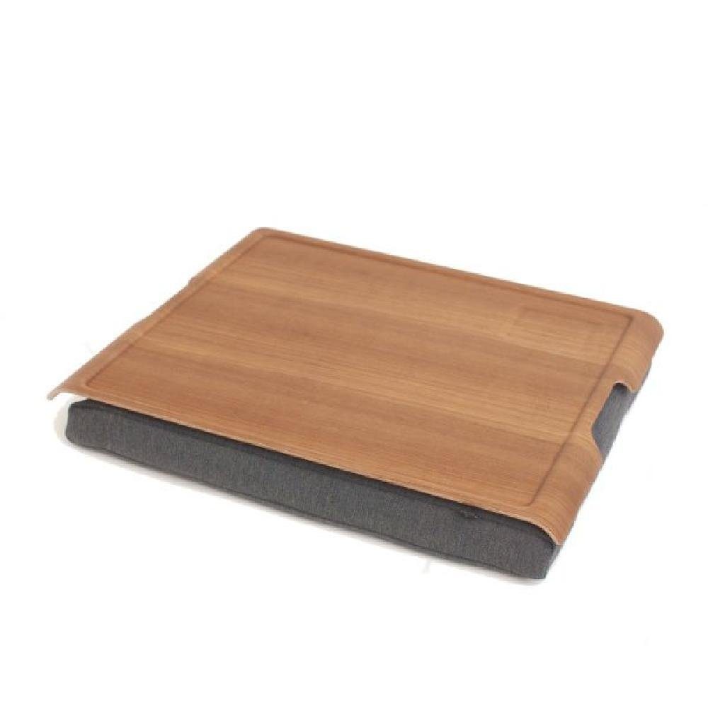 Bosign Laptop Tablett Knietablett Laptray Anti-Slip Teak Wood Salt & Pepper