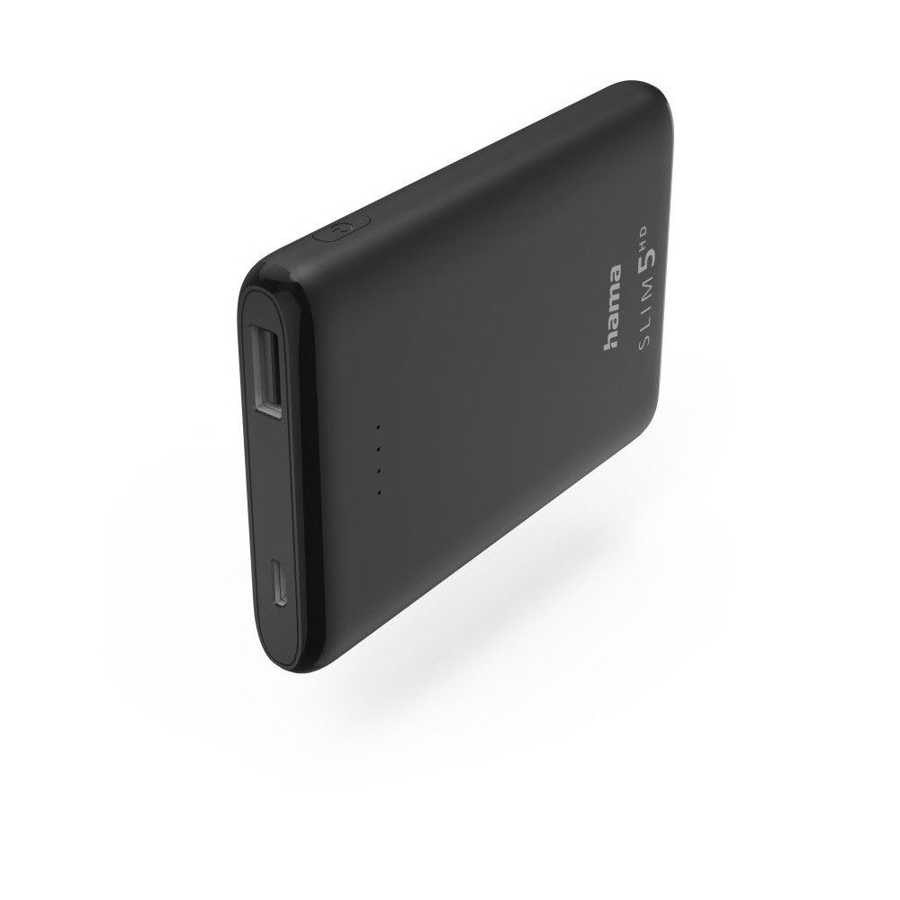 Hama Hama Power Pack Slim 5HD 5000mAh Powerbank Powerbank Hama Power Pack Slim 5HD (5.000mAh) schwarz, Klein und leicht für jede Tasche