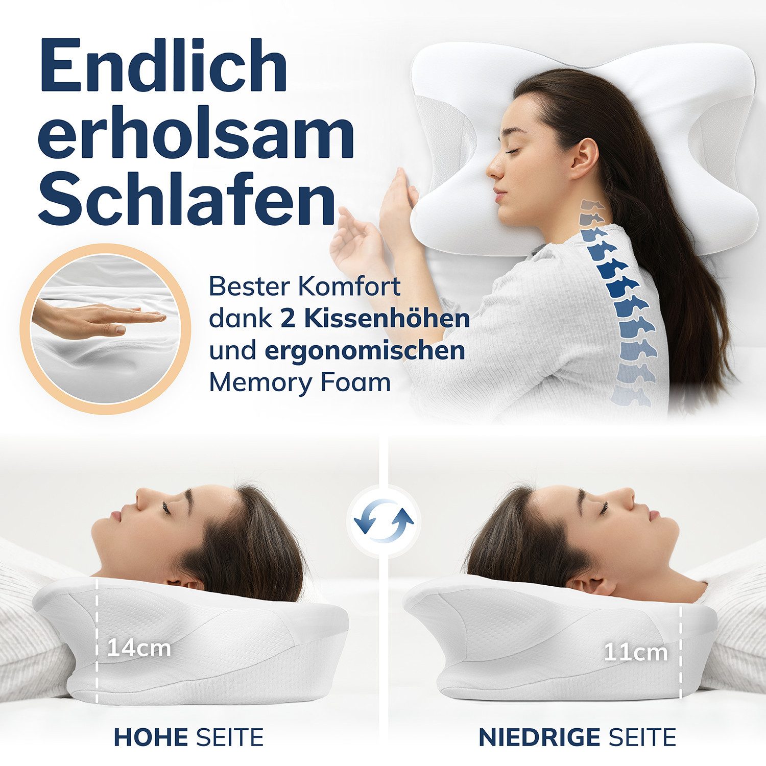 CALMONT Nackenstützkissen Memory Foam Kissen, Orthopädisches Kissen, Ergono günstig online kaufen