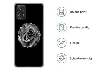 MuchoWow Handyhülle Blumen - Rose - Schwarz - Weiß - Botanisch, Phone Case, Handyhülle Samsung Galaxy A53, Silikon, Schutzhülle