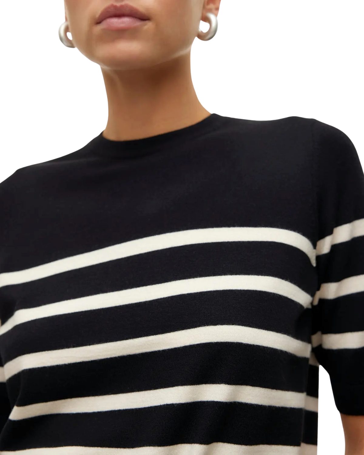 Vero Moda Kurzarmpullover moderner Pullover mit Streifenmuster