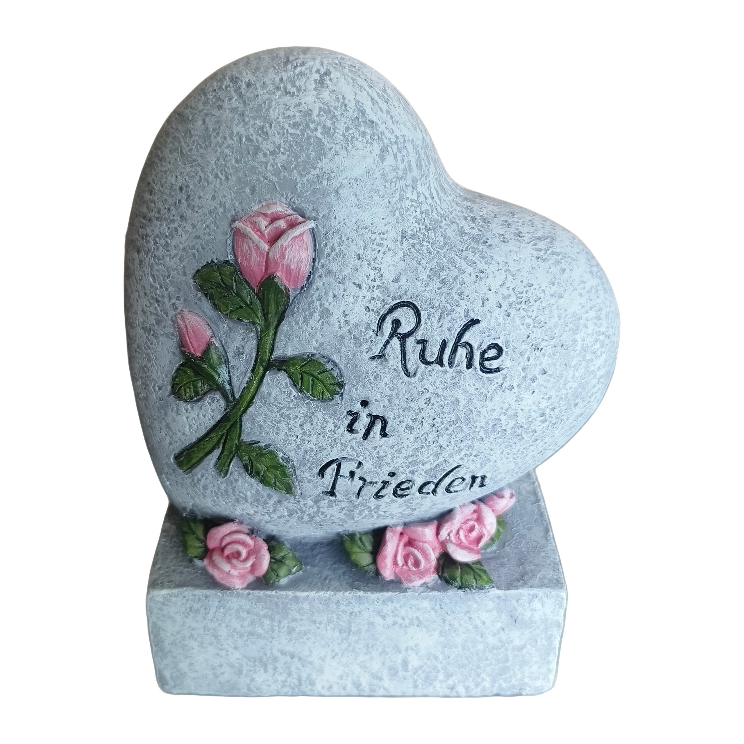 relaxdays Dekofigur Grabschmuck Herz mit Spruch (1 St), grau