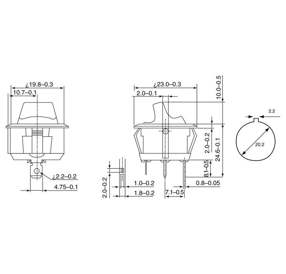 Thumbnail - TRU COMPONENTS Schalter Kipphebelschalter 250 V/AC 6 A, Kunststoffhebel