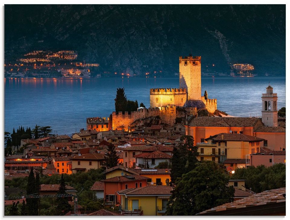 Artland Glasbild Über den Dächern von Malcesine, Europa (1 St), in verschiedenen  Größen