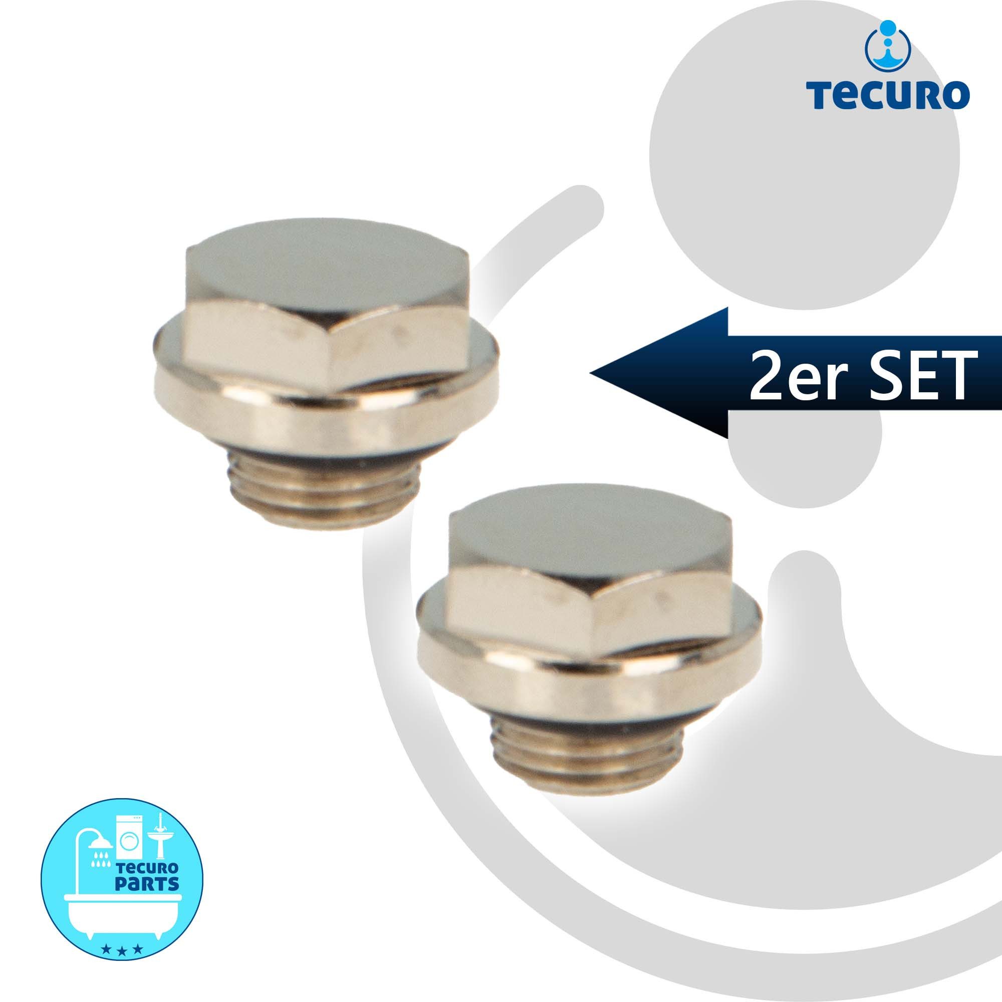 tecuro Verschlussstopfen Blindstopfen (2 Stück), Verschlussstopfen 1/8 Zoll - selbstdichtend