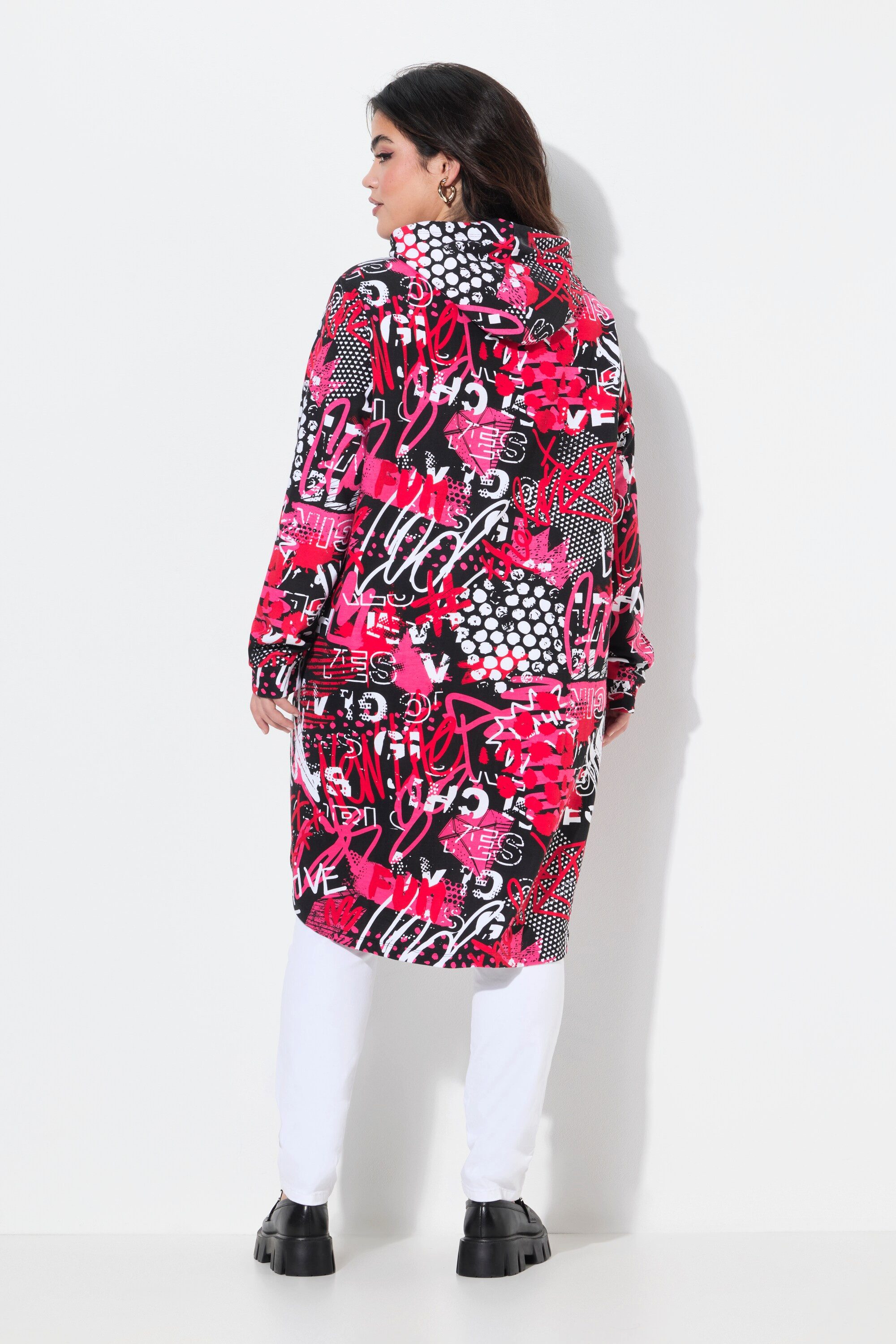 Angel of Style Sweatshirt Long-Hoodie A-Linie Sweater Patchprint Kapuze