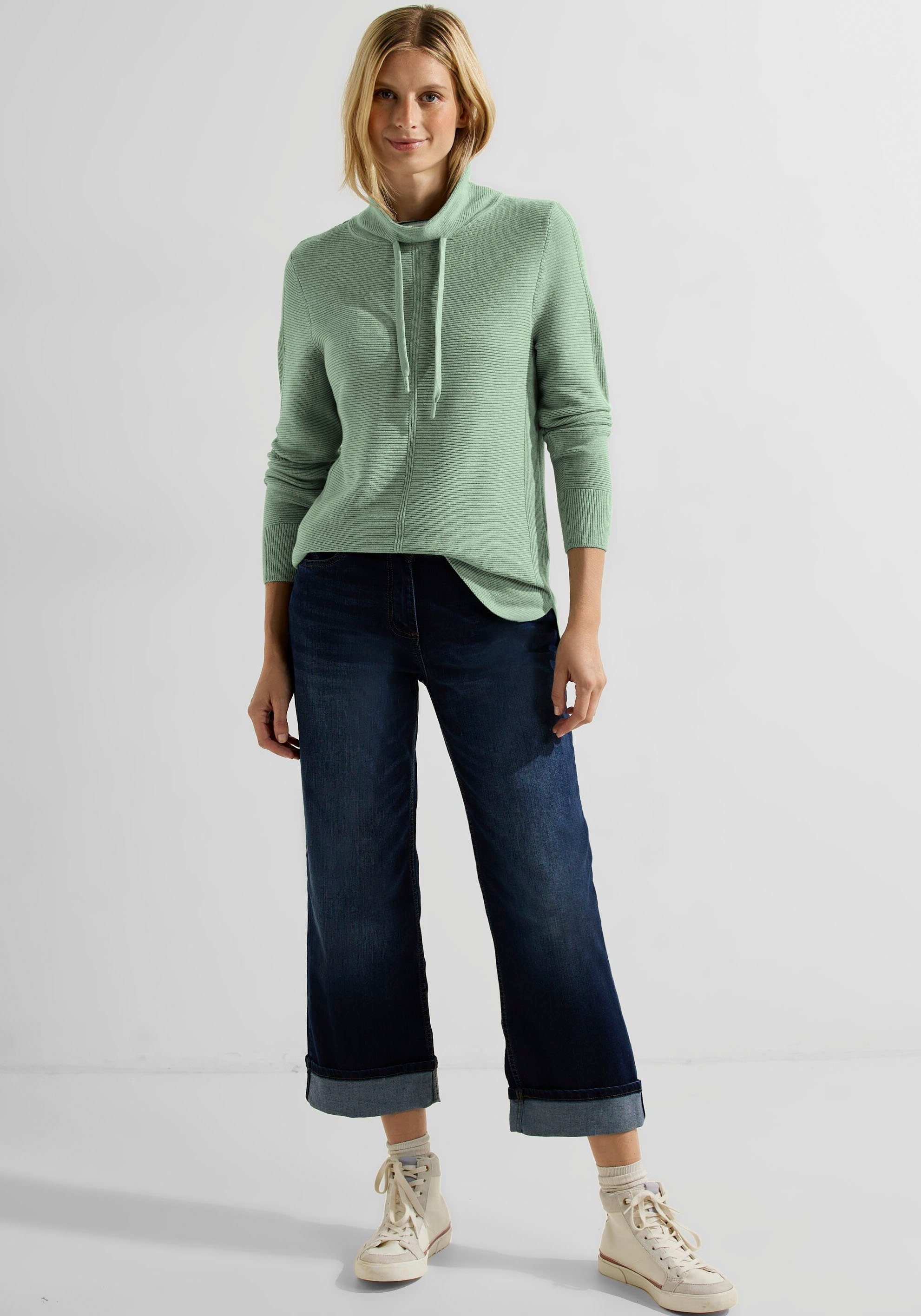 Rippenstruktur Cecil mit clear green Strickpullover sage