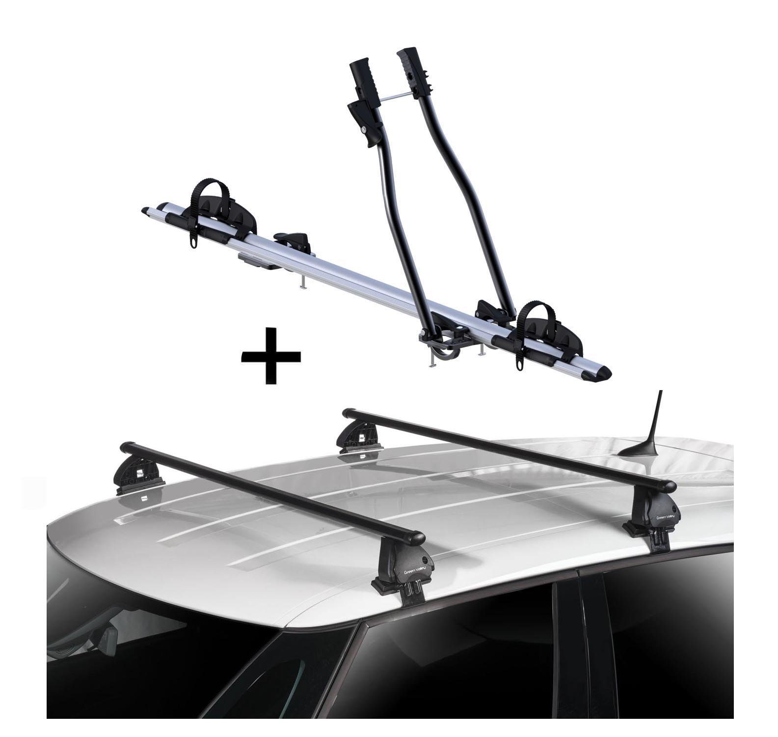 VDP Dachträger, Fahrradträger SAGITTAR + Dachträger VDP EVO Stahl kompatibel mit Audi A1 Sportback (8X) 5 Türer 2011-2018