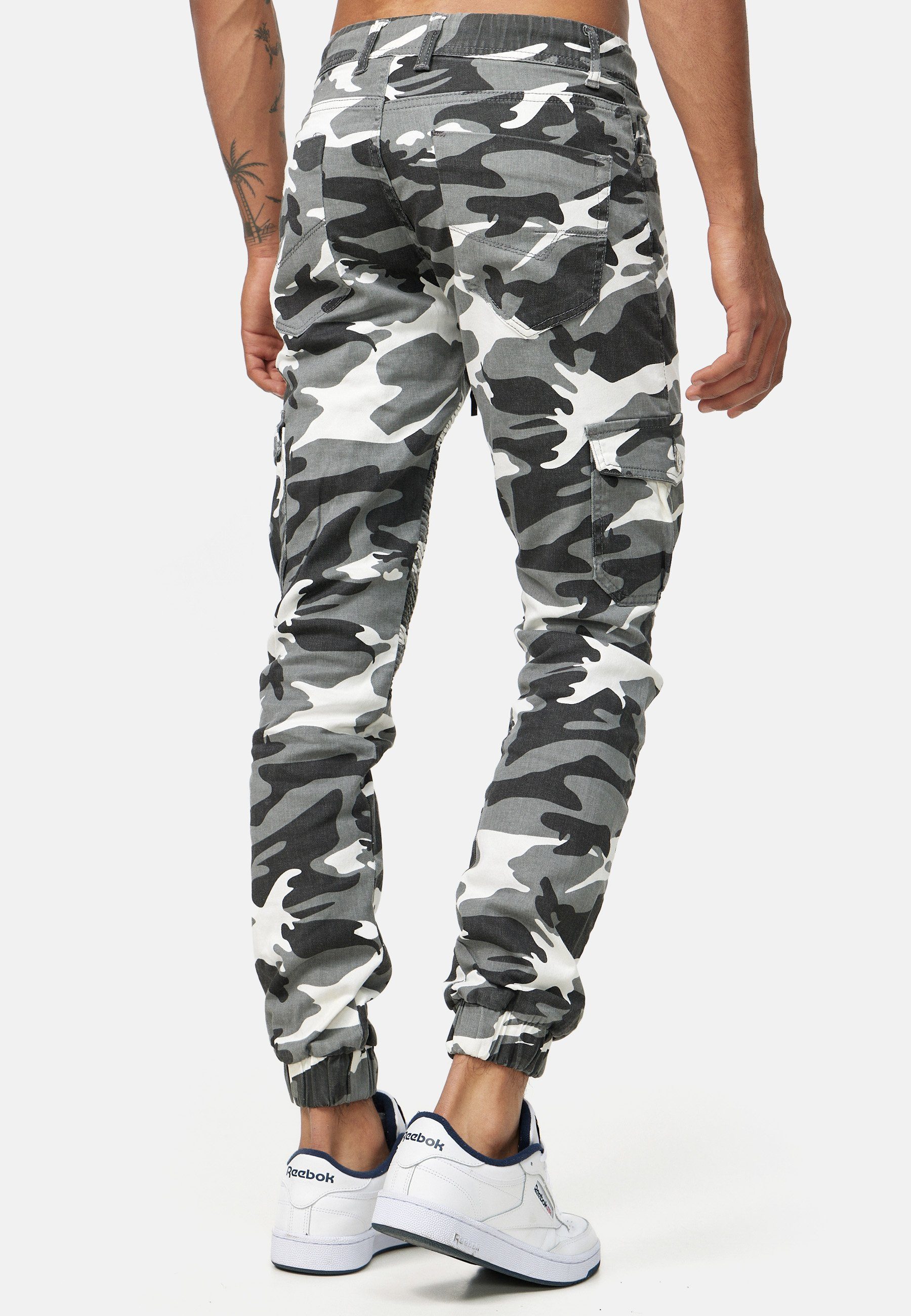 Slim Herren Camouflage Code47 Slim Jeans Männer Chinohose Hose Slim-fit-Jeans 3207C Weiß Fit Designer Chino