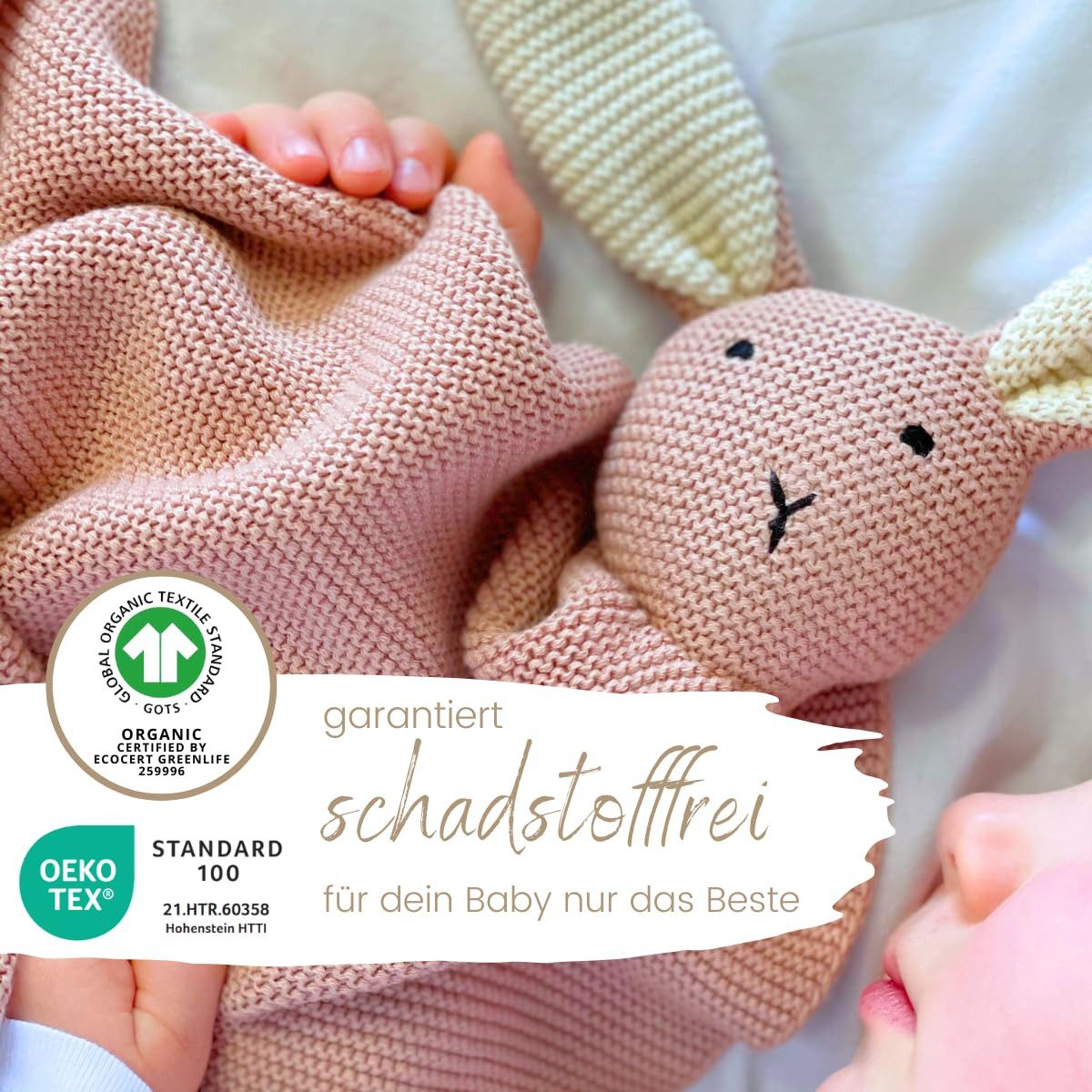 Babydecke DIKOS® Babydecke SCHMUSE-HASE Baby Geschenk Mädchen Junge Geschenkset, DIKOS, Geschenk zur Geburt, PREMIUM Qualität, 100 % BIO Baumwolle, nachhaltig