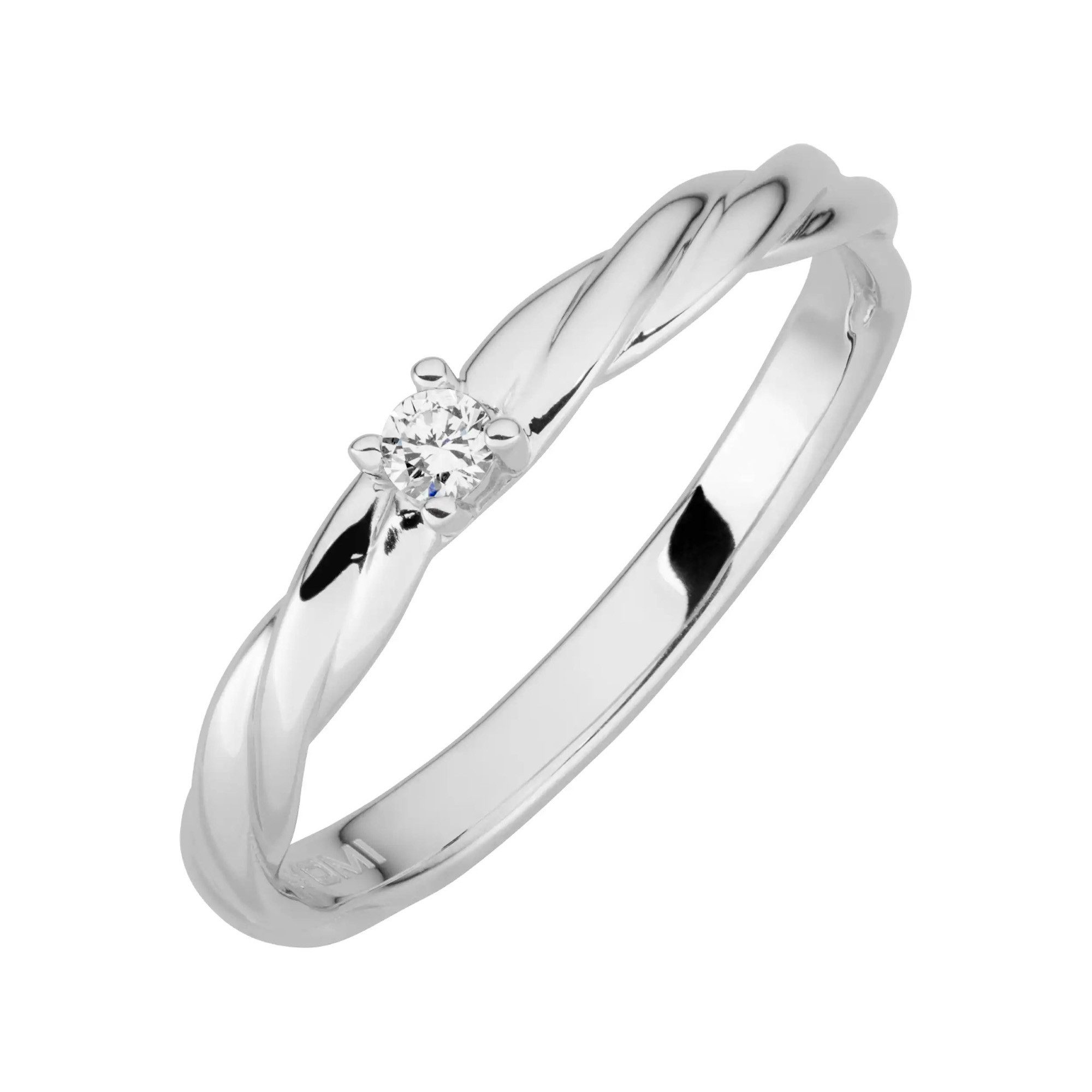 LYOMI Fingerring 585/- Weißgold 1 synth. Diam. 0,05ct.