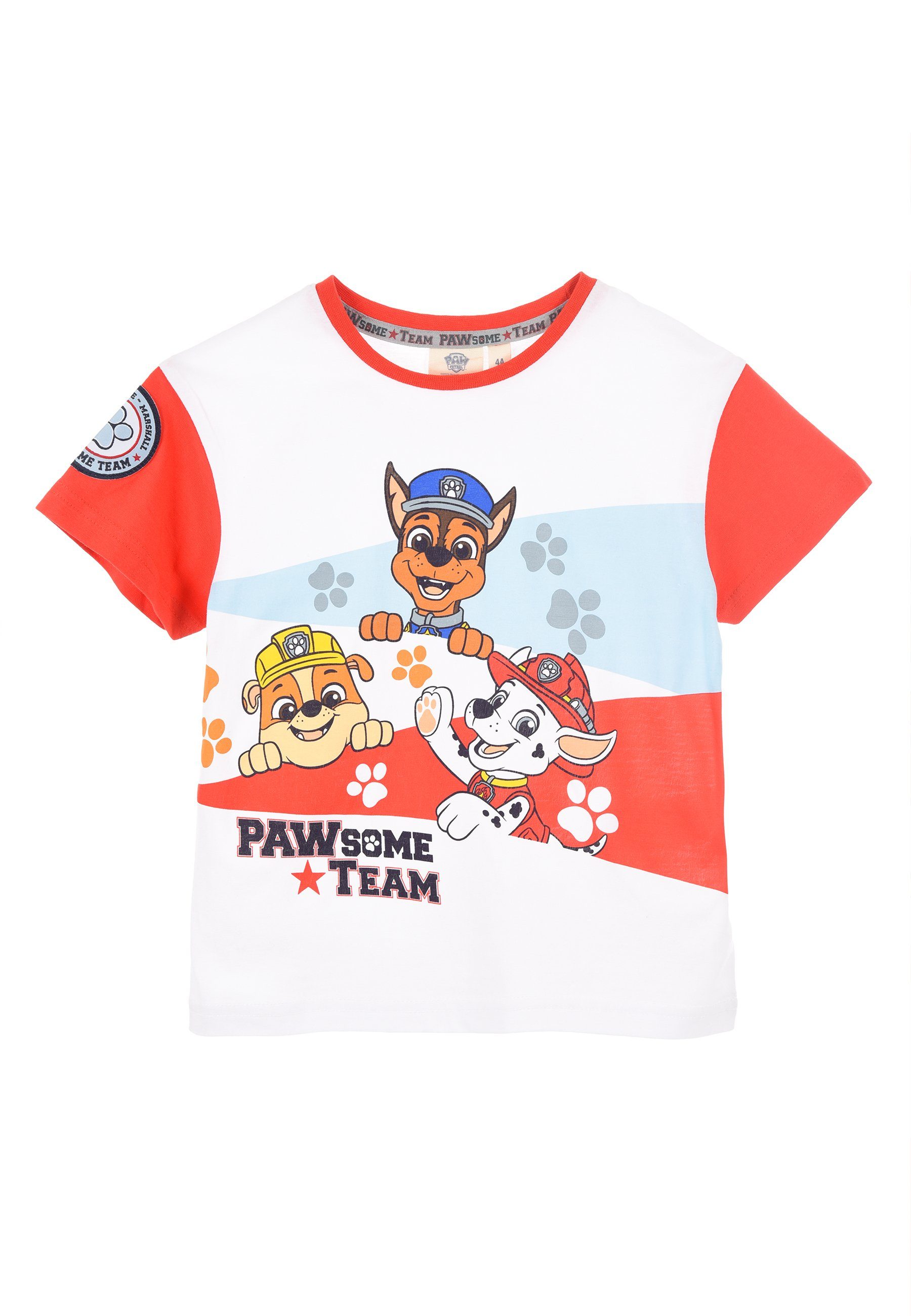 PAW PATROL T-Shirt Chase Marshall Rubble Kinder T-Shirt Oberteil Jungen Rot