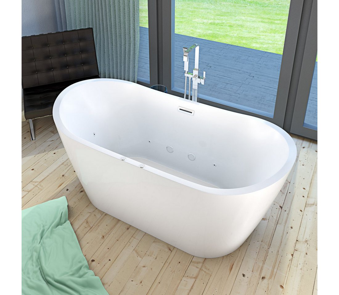 Thumbnail - AcquaVapore Whirlpool-Badewanne freistehende Wanne F23 180cm Whirlpool Luft & Wasser Armatur AF05, (1-tlg)