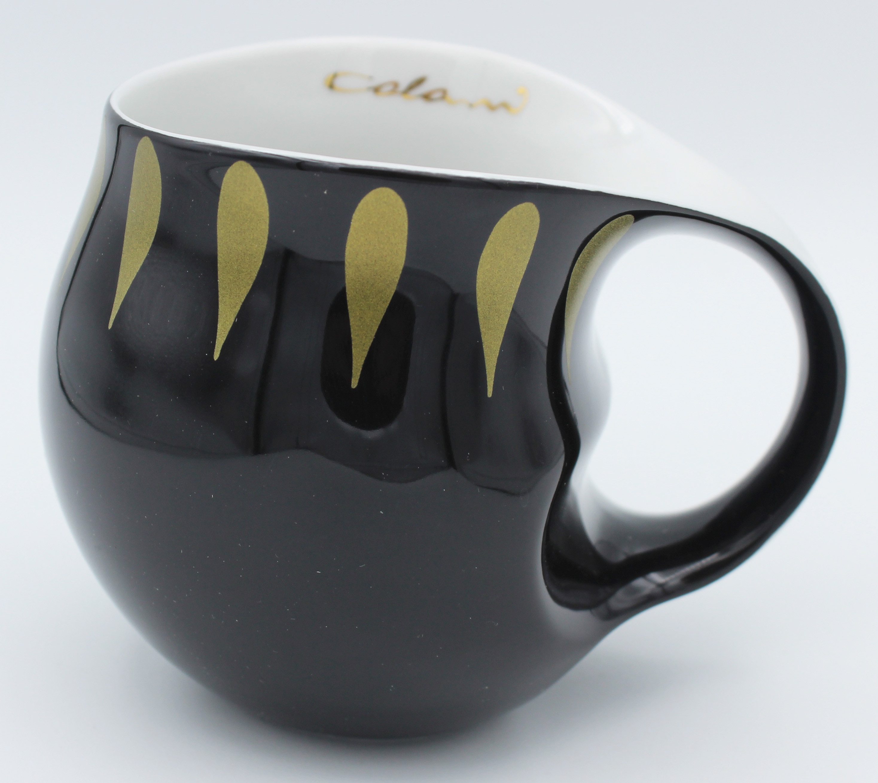 Colani Tasse Tasse Kaffeetasse Drops Schwarz / Gold 260ml, 1-tlg., Porzellan, außergewöhnliche Form