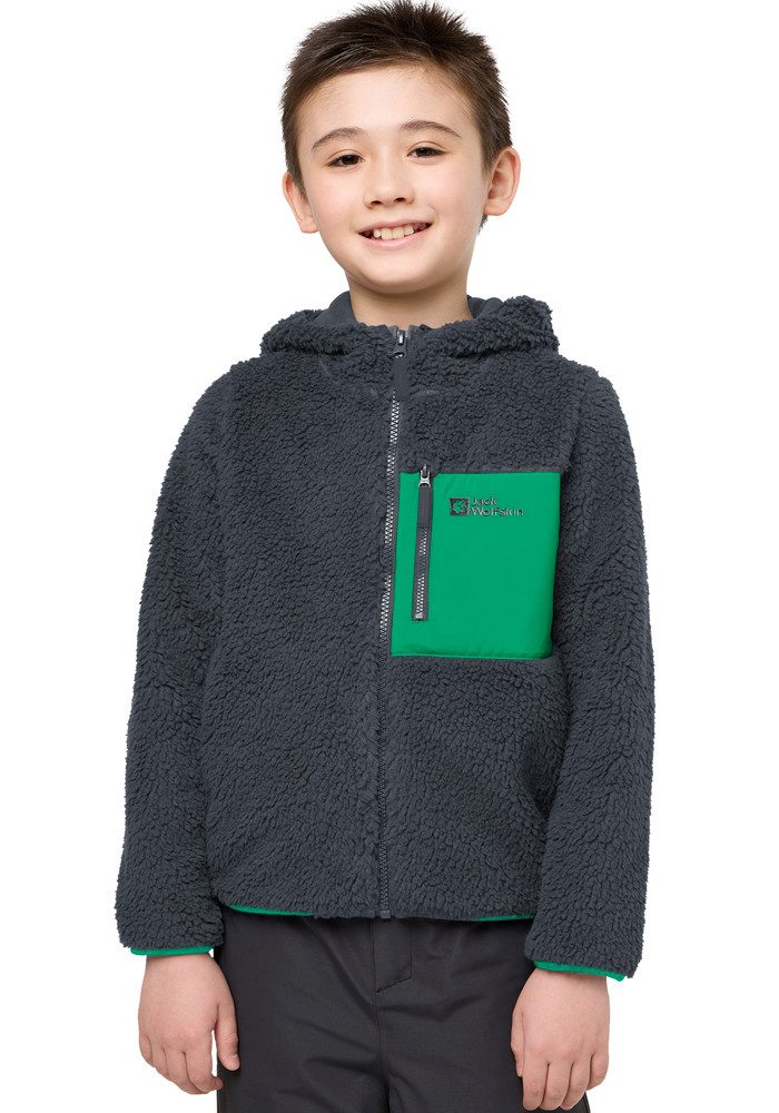 Jack Wolfskin Fleecejacke ICE CURL HOOD JACKET K Übergangsjacke mit Kapuze, mit Brusttasche mit Reißverschluss