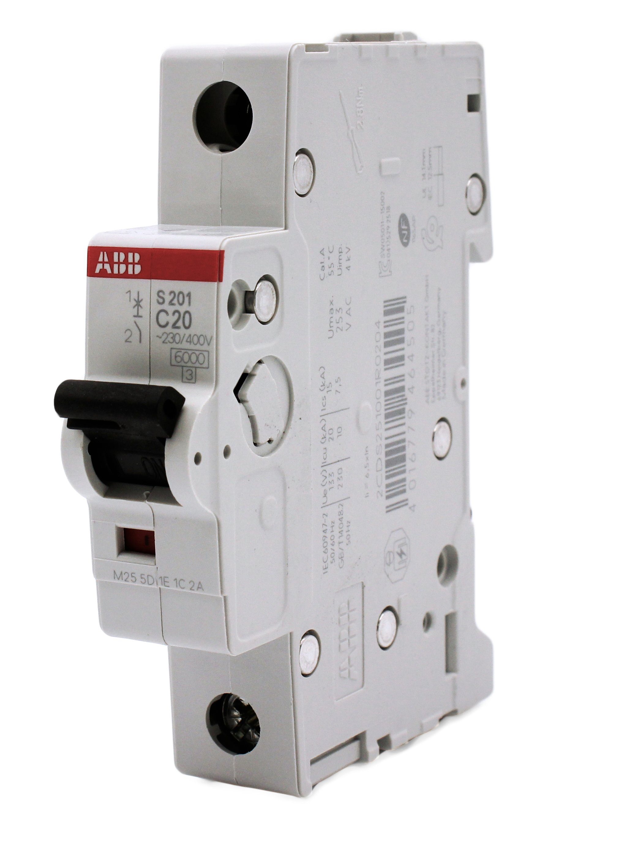 ABB Schalter ABB S201-C20 LS-Schalter C20 / 6kA Leitungsschutzschalter 20A