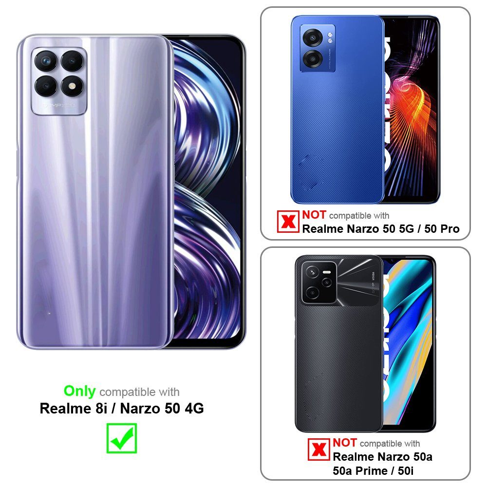 Cadorabo Handyhülle für Realme 8i / Narzo 50 4G Hülle Realme 8i / Narzo 50 4G, Hülle Schutzhülle mit Standfunktion, Kartenfach und Magnetverschluss