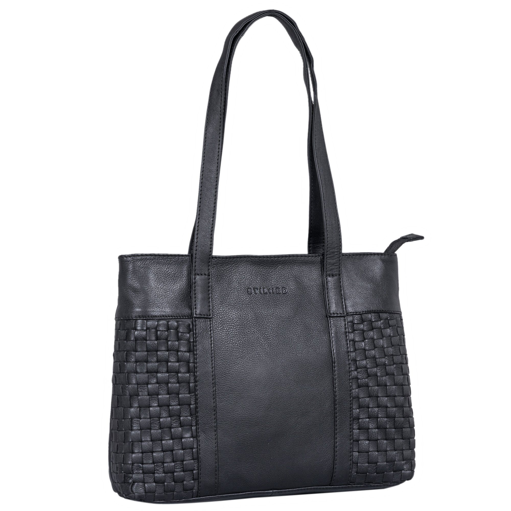 Shopper STILORD Leder Damen Handtasche Einzigartiger schwarz "Verena"