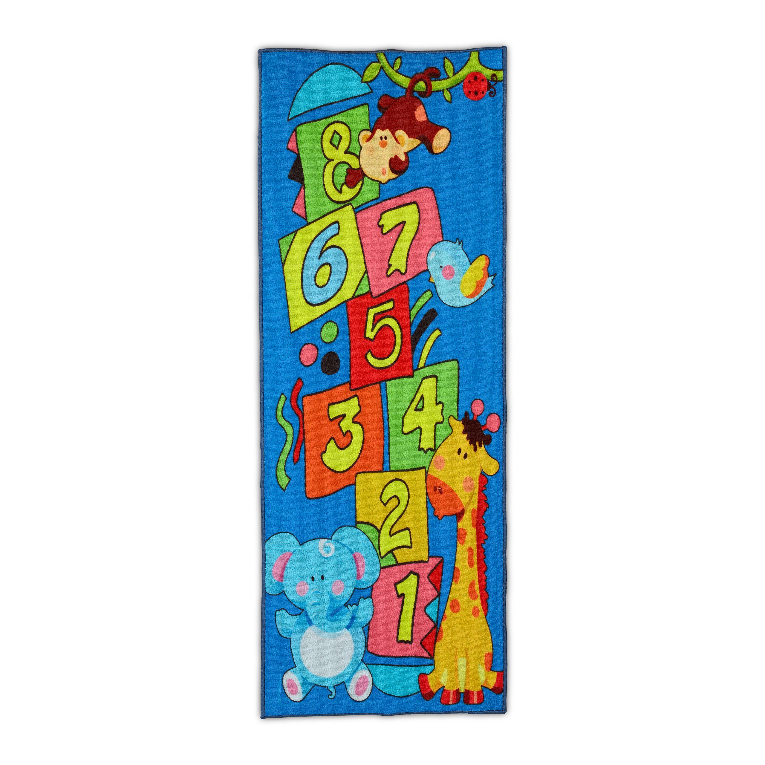 relaxdays Kinderteppich Hüpfkästchen mit Tiere, Höhe: 4 mm günstig online kaufen