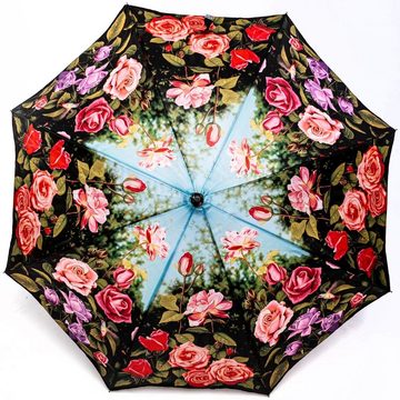 Luckyweather not just any other day Stockregenschirm Regenschirm Motiv ROSENGARTEN Auf-Automatik Stockschirm Blumen