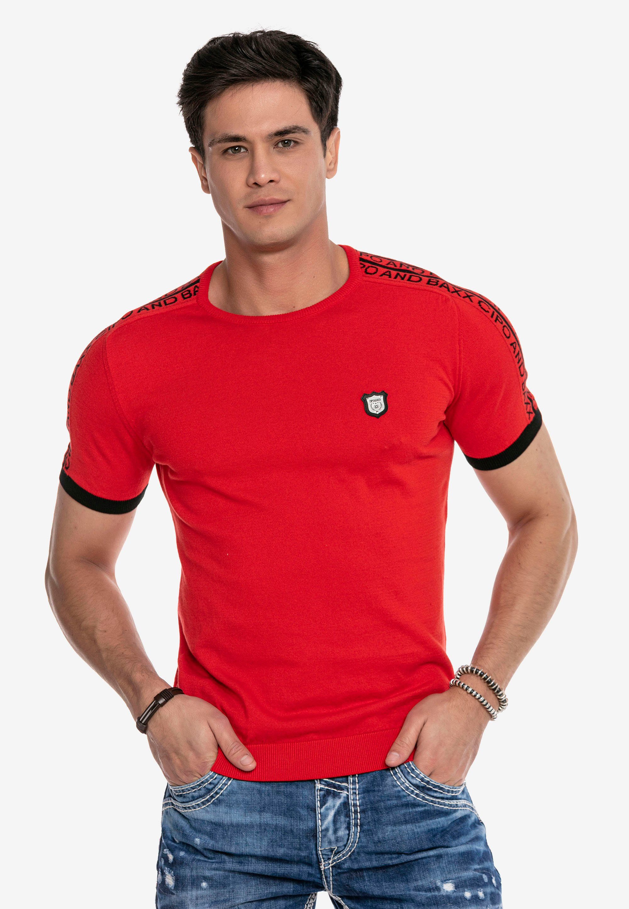 Herren Shirts Cipo & Baxx T-Shirt CT649 in trendiger Strickoptik