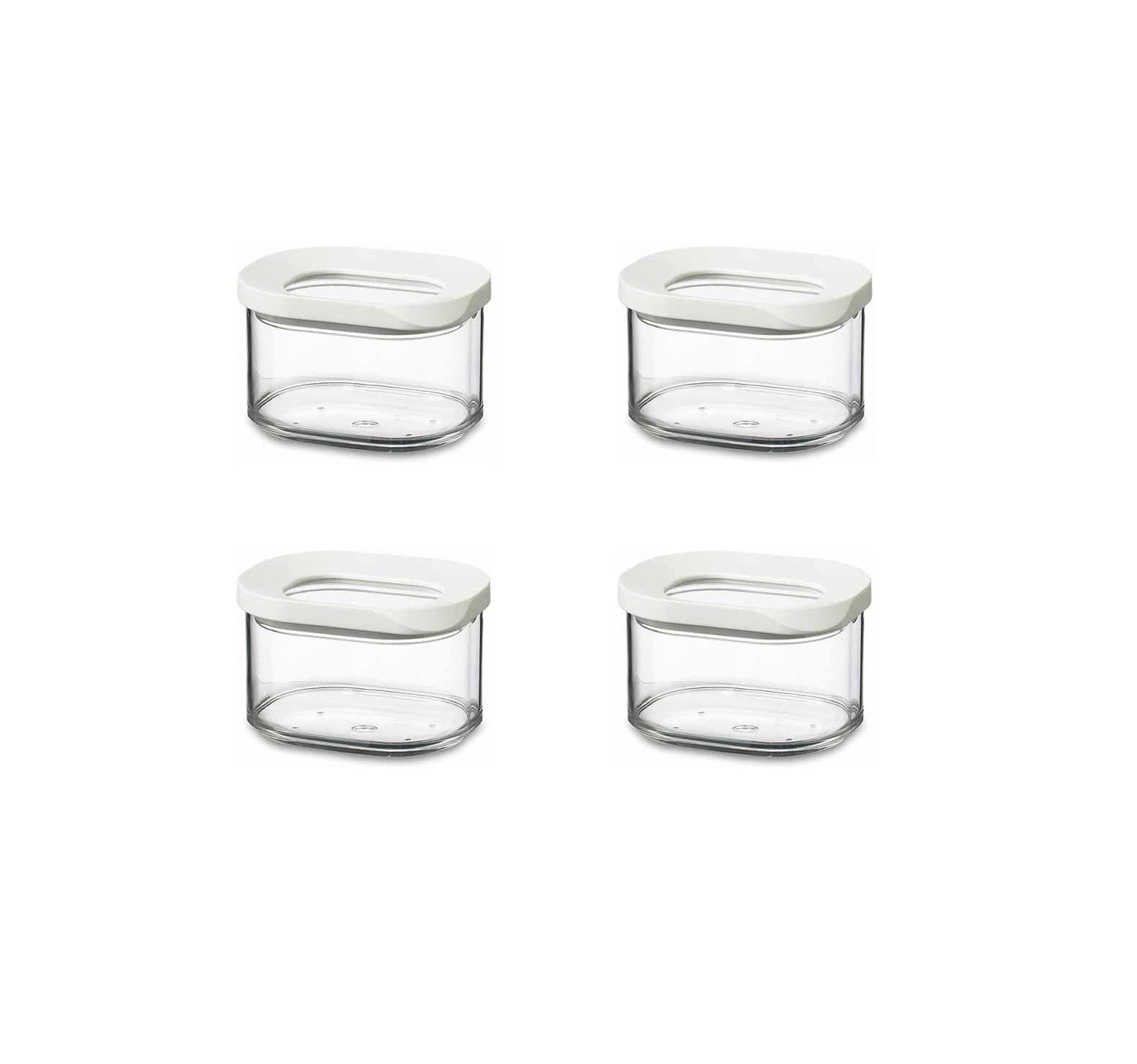 Mepal Vorratsdose 4-tlg Vorratsdosen Set Modula, 175 ml, ideal für trockene Lebensmittel, Styrol-Acrylnitril (SAN), Polyethylen (PE), weiß, praktische Aufbewahrungslösung