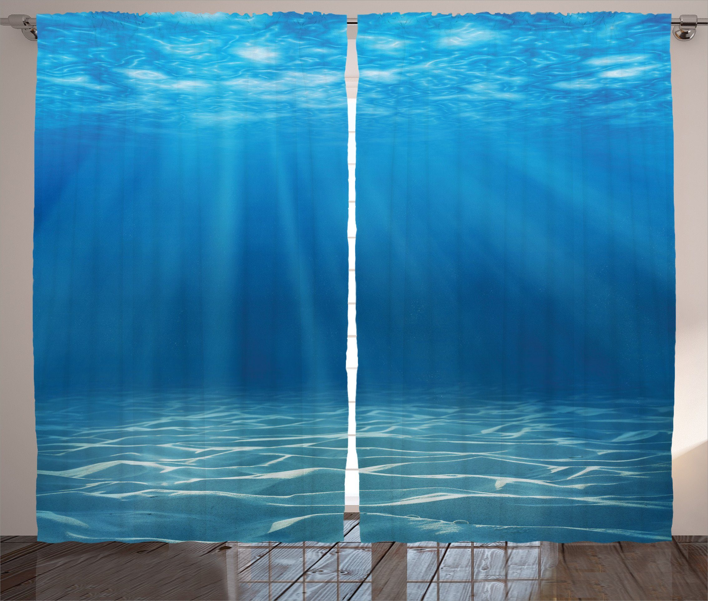 Gardine Schlafzimmer Kräuselband Vorhang mit Unterwasser-Wildnis Abakuhaus, Haken, und Schlaufen Ozean