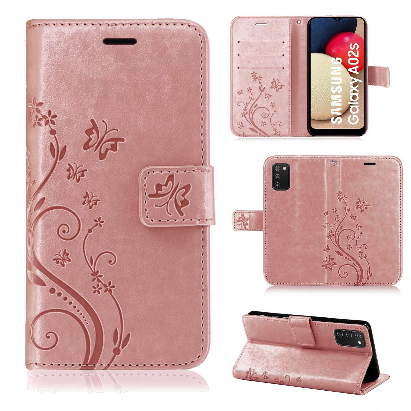 betterfon Handyhülle Handytasche für Samsung Galaxy A02s Klapphülle, Bookstyle-Hülle: Magnetverschluss 3 Kartenfächer & Standfunktion