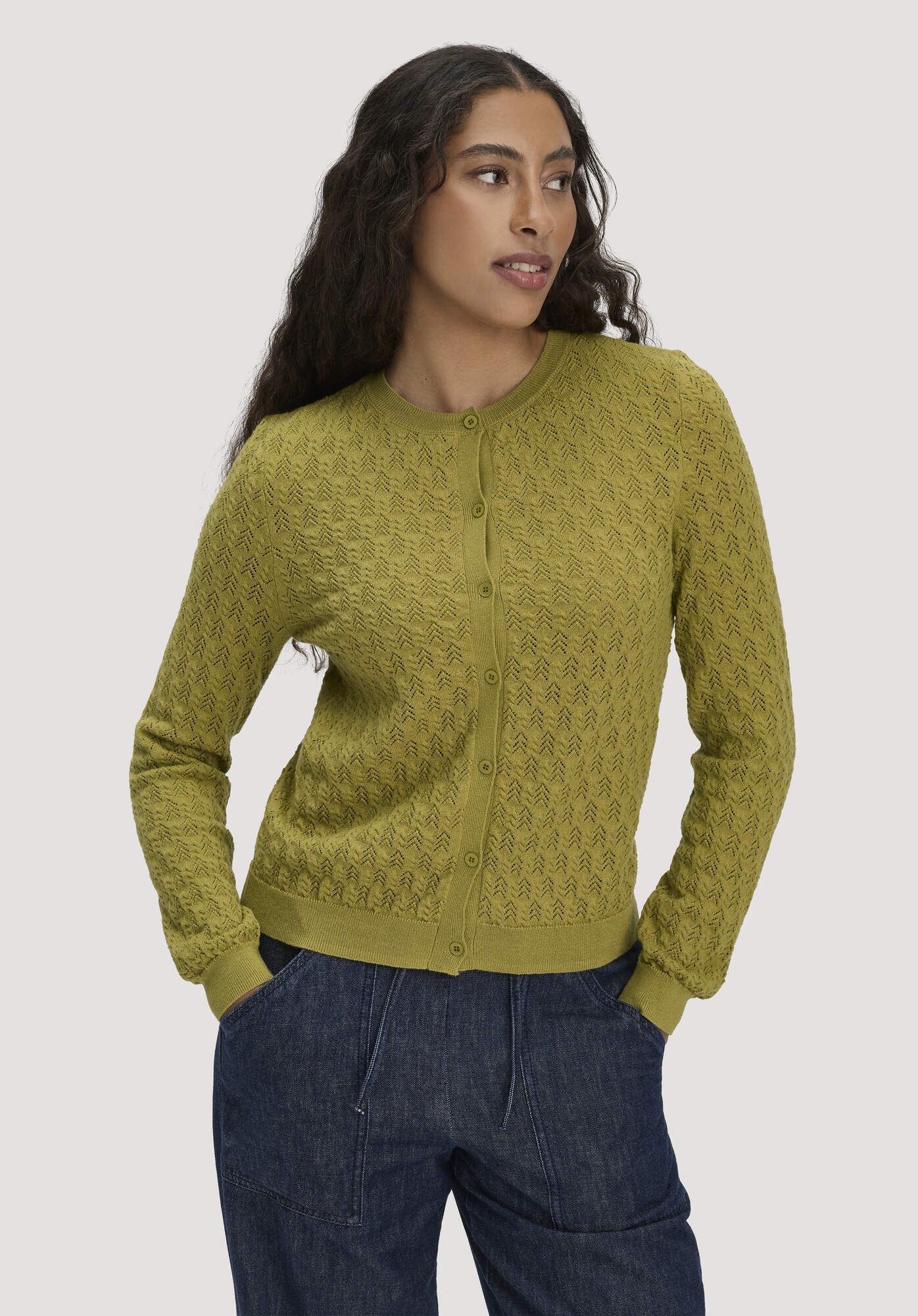 Hessnatur Strickjacke aus Bio-Baumwolle und Schurwolle (1-tlg)