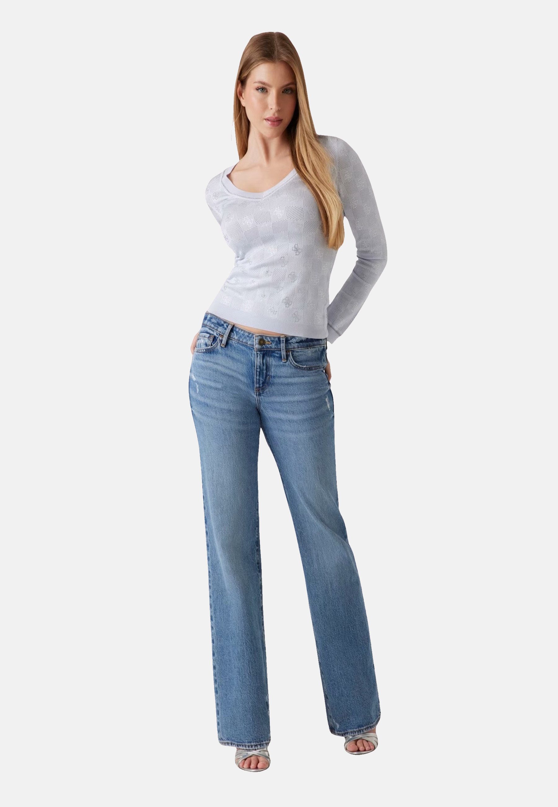 Guess Strickpullover Pullover ROSIE Strickpullover V- Neck (1-tlg) günstig online kaufen