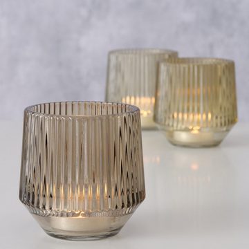 BOLTZE Windlicht Teelichthalter aus Glas 8 cm Kerzenständer & Windlichter Frühling Deko (3 St), aus Glas