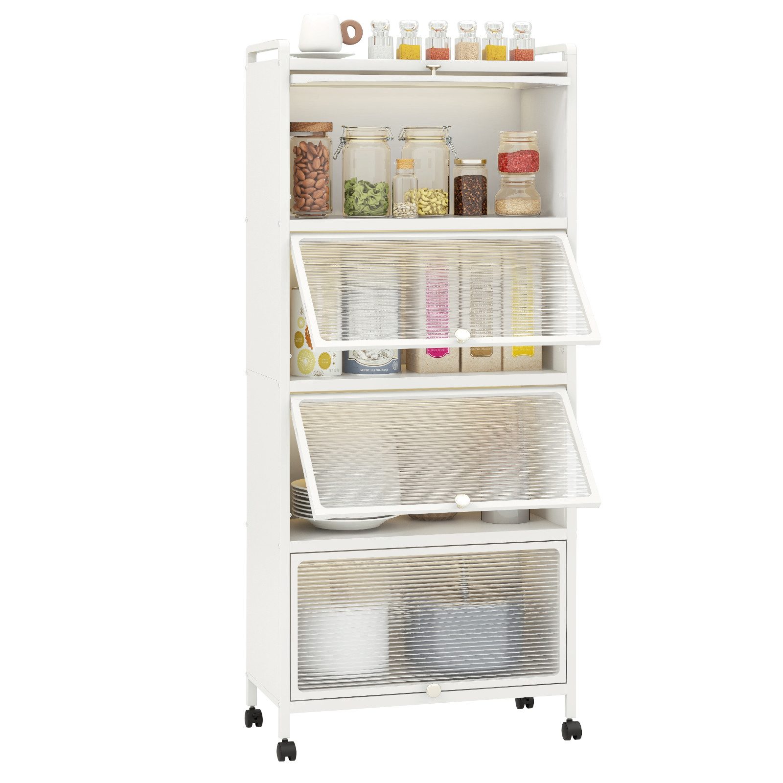 COSTWAY Hochschrank 5-stufig Küchenregal mit aufklappbaren günstig online kaufen