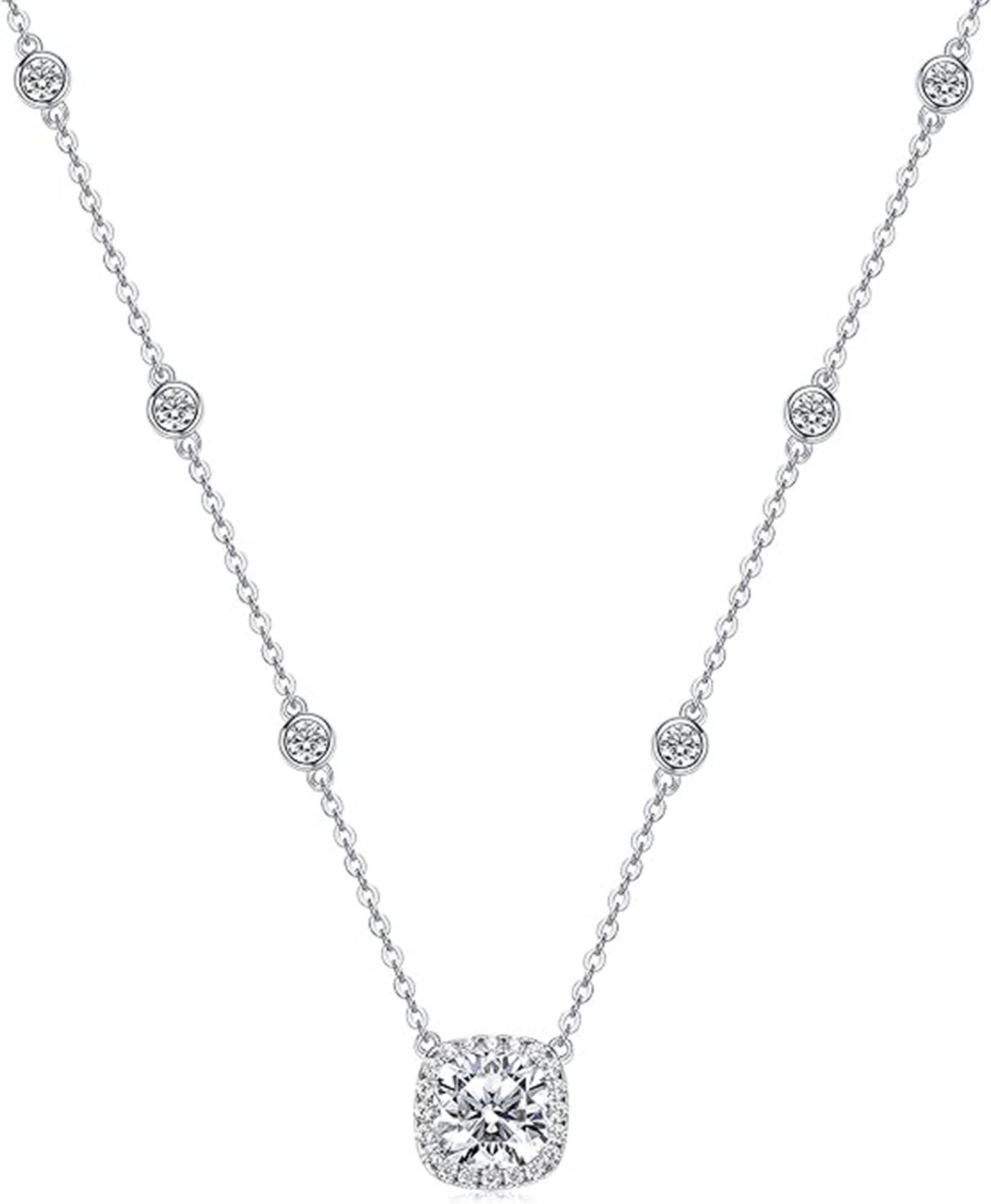 Jumpeak Kette mit Anhänger 1ct Labor-Diamant Anhänger,14K Gold,Kissen-Schliff,Diamantkette, D, VS1,Geschenk für Frau,Muttertag,Damenhalskette,Hochzeitskette