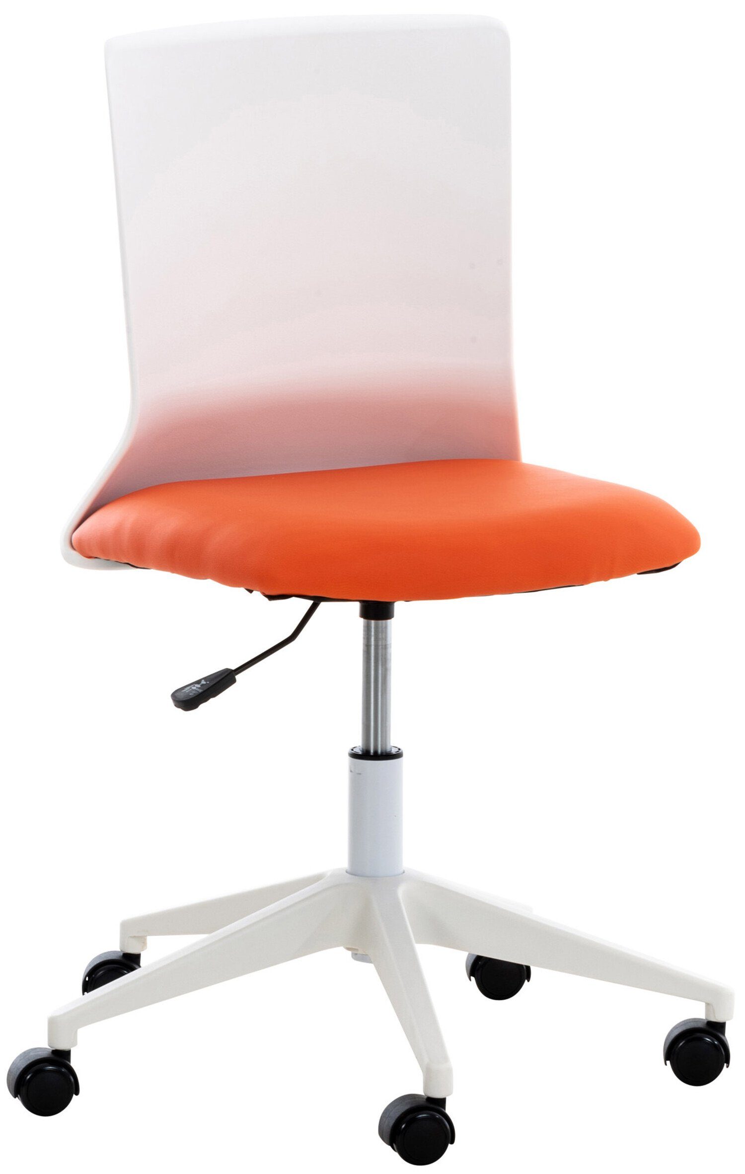 TPFLiving Bürostuhl Apollo mit bequemer Rückenlehne - höhenverstellbar und 360° drehbar (Schreibtischstuhl, Drehstuhl, Chefsessel, Bürostuhl XXL), Gestell: Kunststoff weiß - Sitzfläche: Kunstleder orange