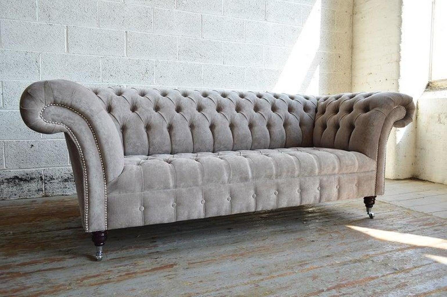 JVmoebel Chesterfield-Sofa, Chesterfield Big Textil Design Wohnzimmer Couch