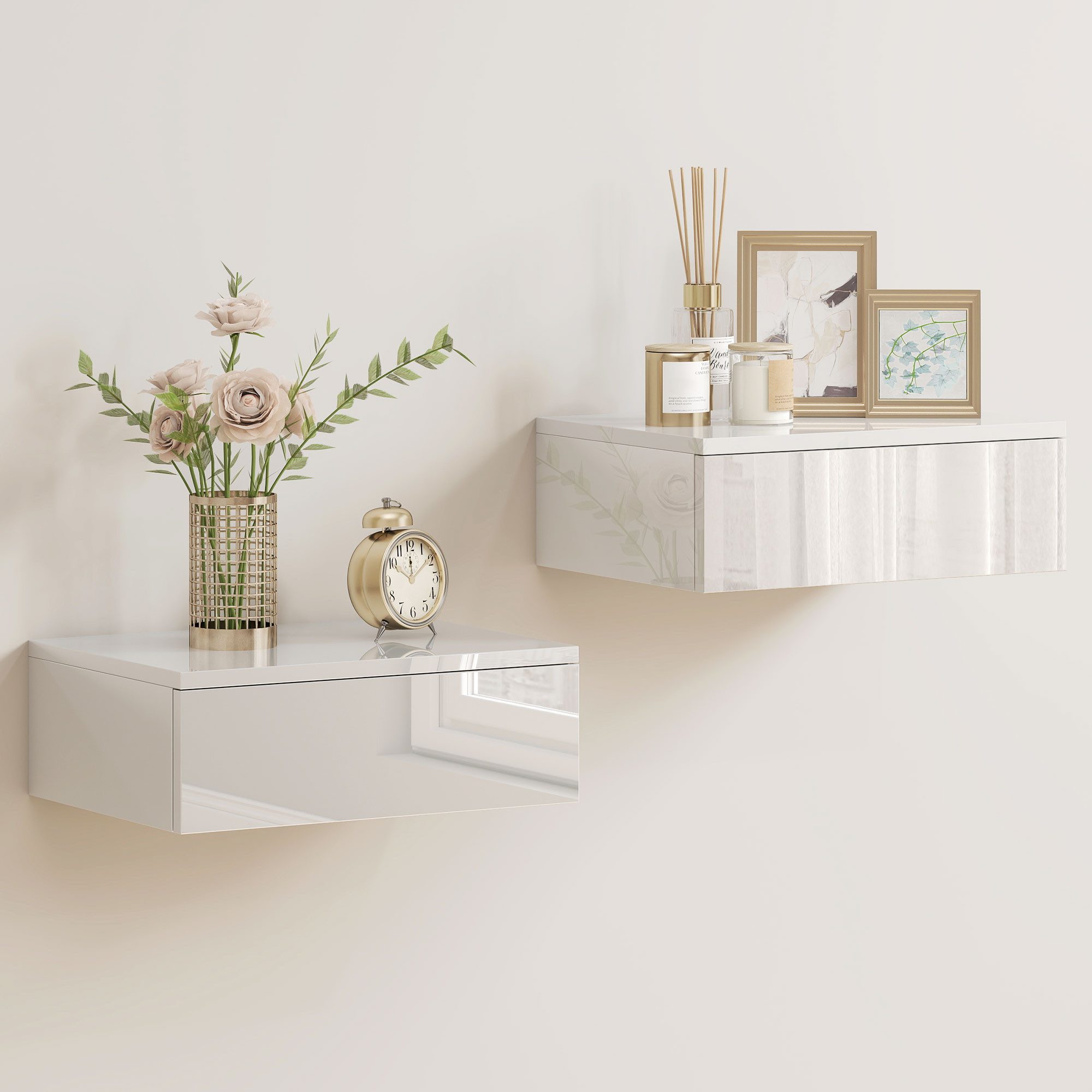 HOMCOM Nachttisch mit Schublade (schwebender Nachtschrank, 2-St., Nachtkäst günstig online kaufen