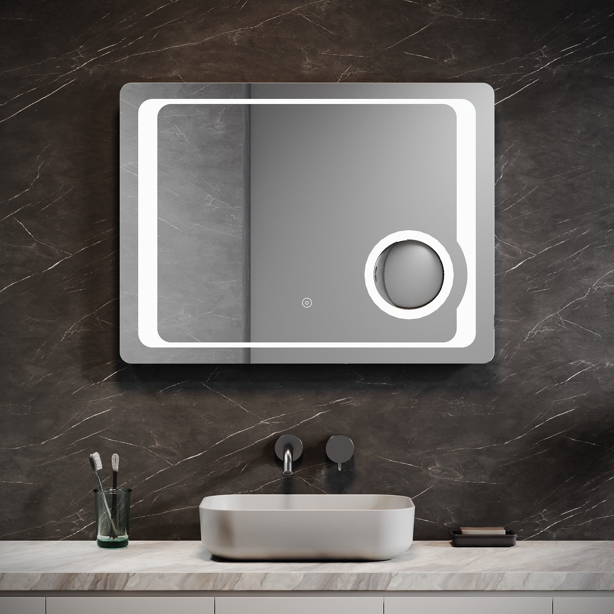 Schminkspiegel Kosmetikspiegel LED mit Beleuchtung 80x60 Touch