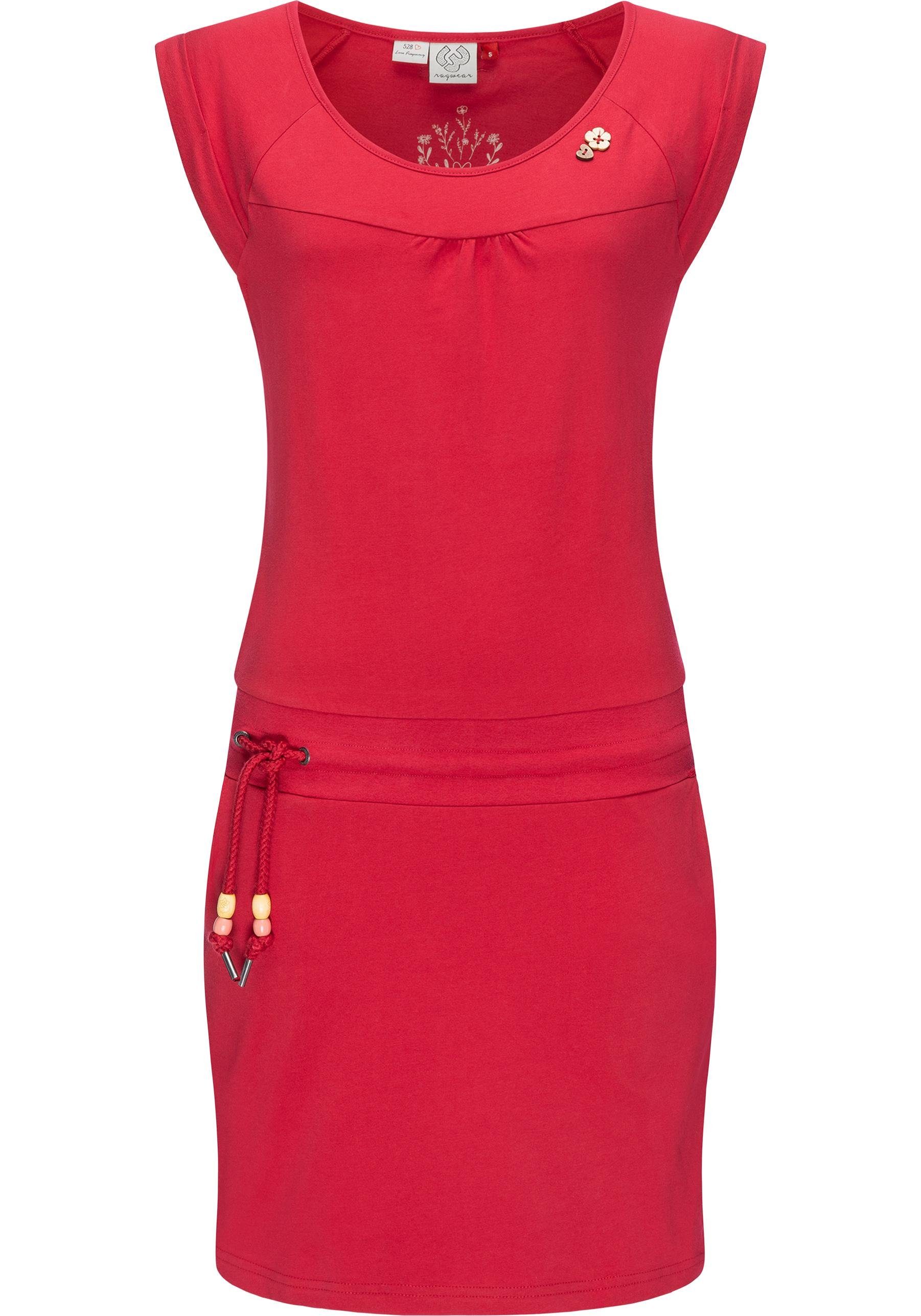Ragwear Sommerkleid Penelope leichtes Baumwoll Kleid mit Print cherryrot