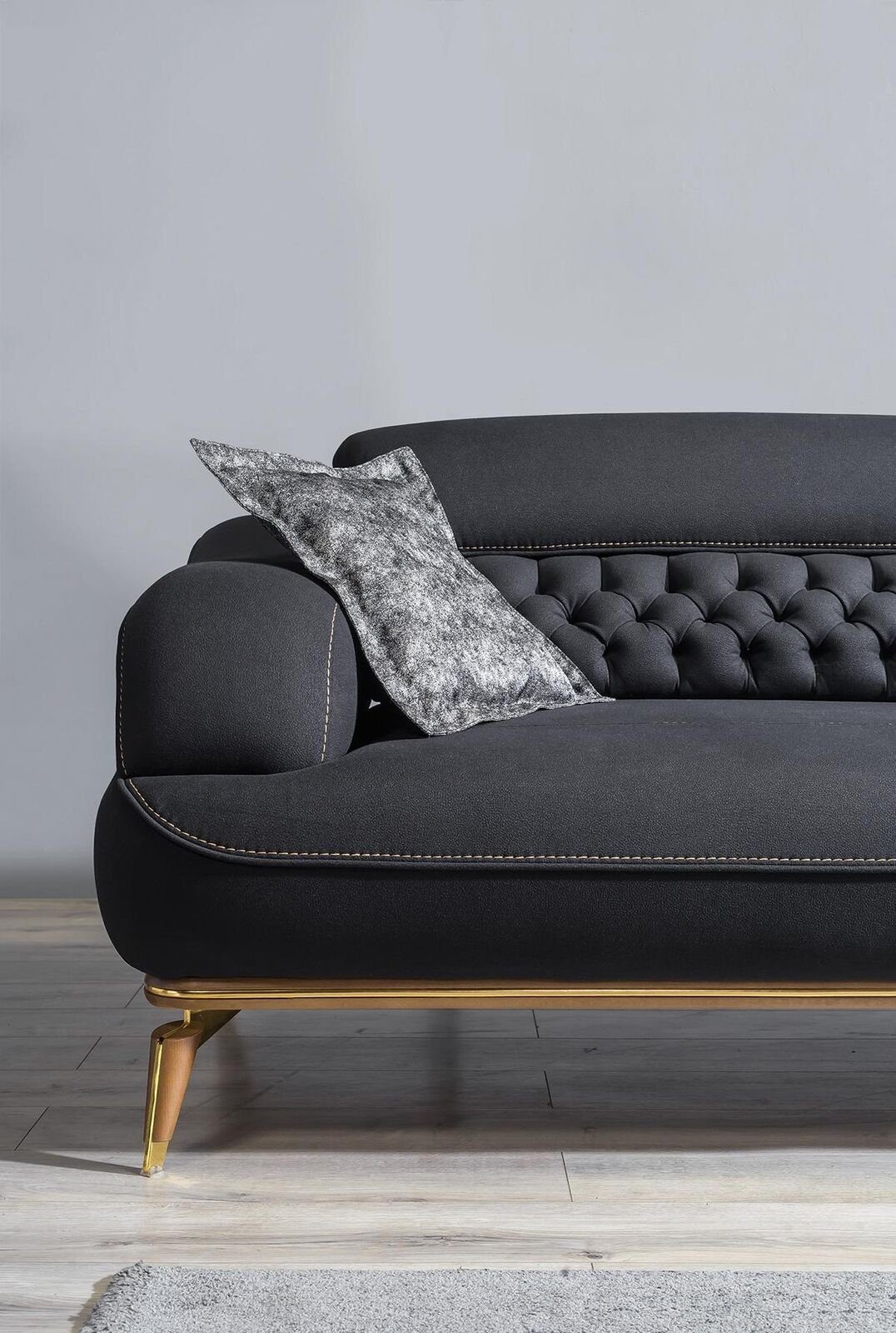 JVmoebel Sofa Luxus Dreisitzer Stoff in Teile, Couch Couchen, Europa Sitz 1 Möbel Sofa Made Sofas 3 Schwarz