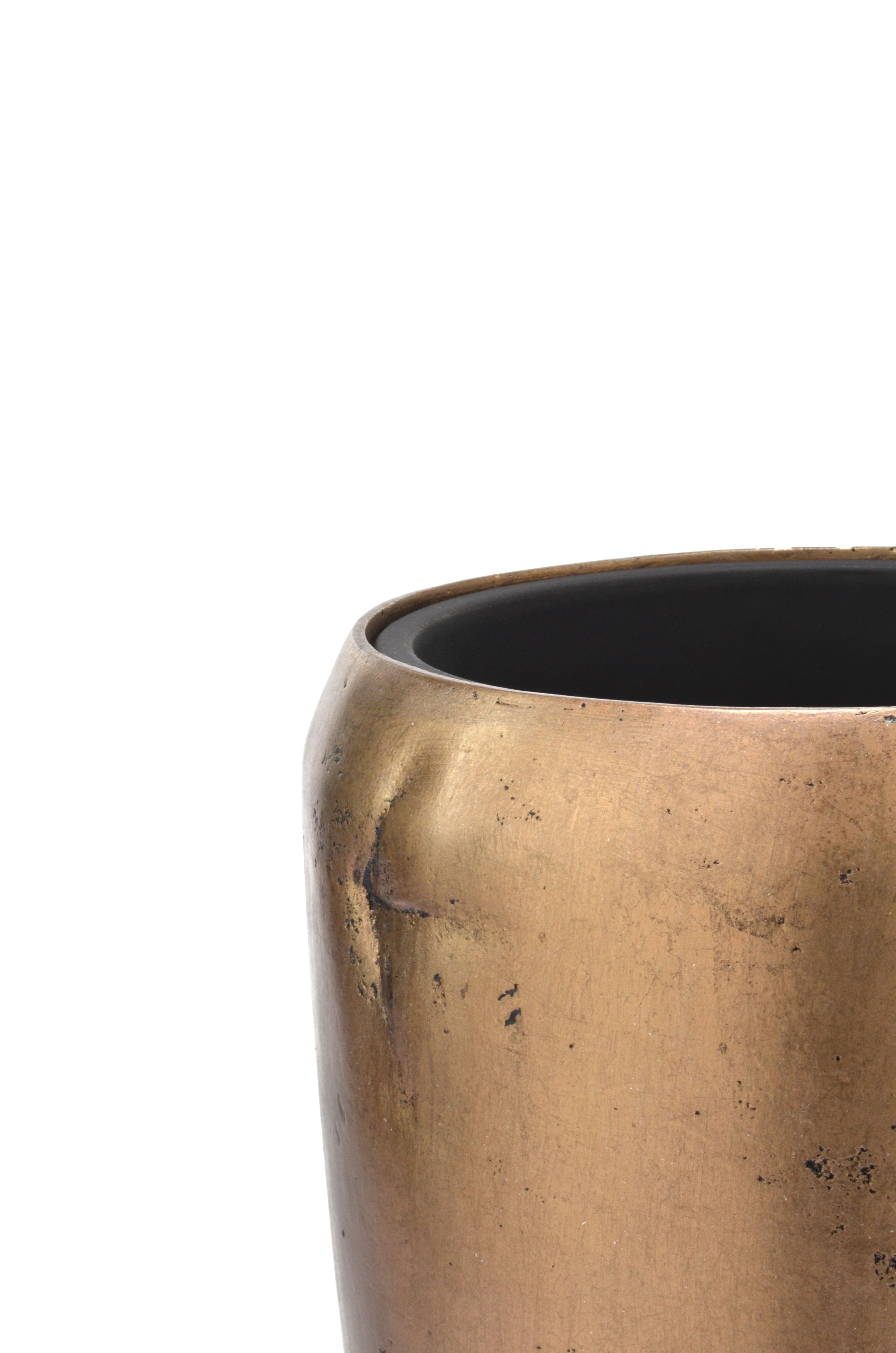 Flingora Bodenvase Ivy, mit Einsatz - Fiberglas - Indoor - Bronze - Höhe 65 cm
