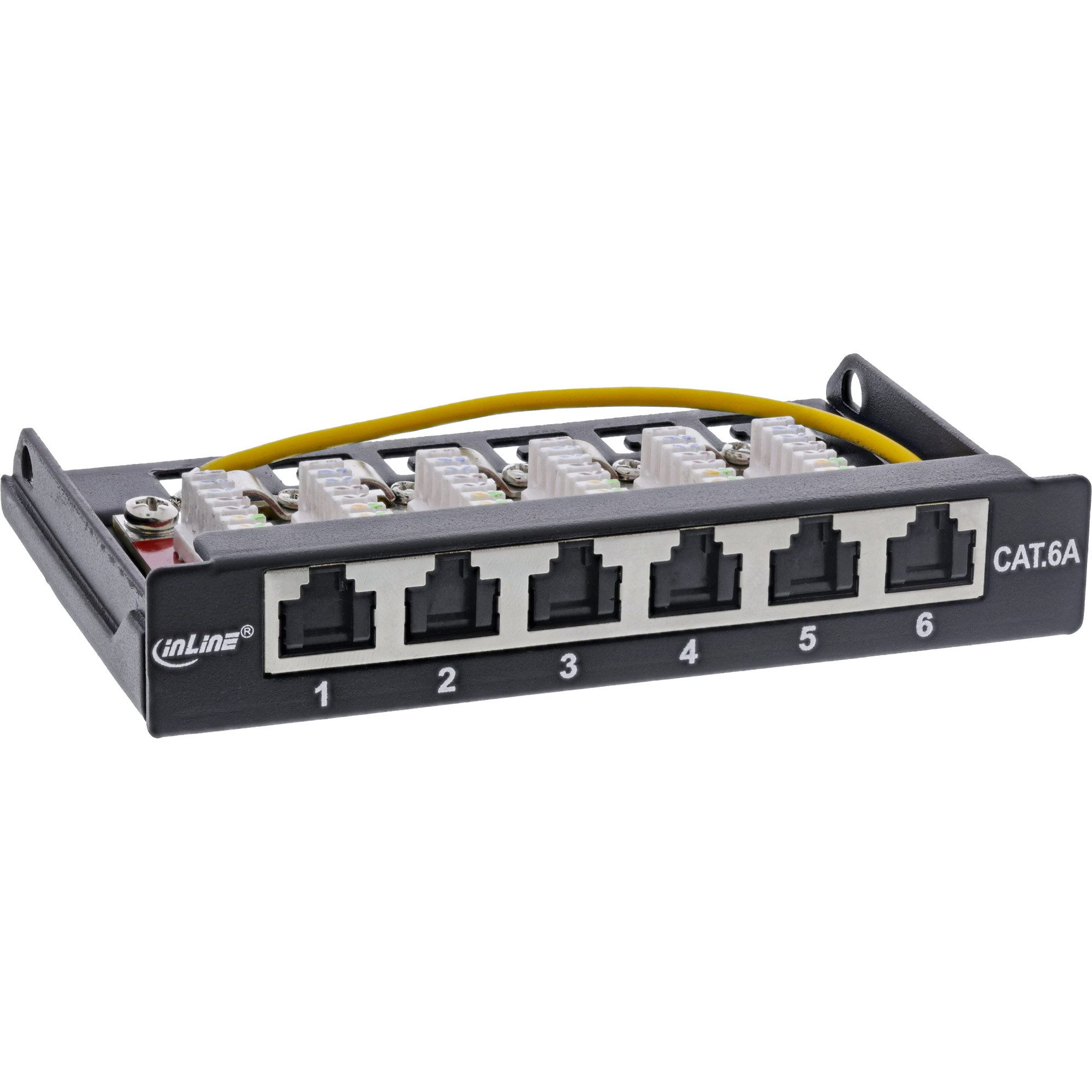 InLine® Patchfeld Cat.6A – 8-fach, 0,5HE, Tisch/Wand-Montage, Voll Abgeschirmt, Lichtgrau RAL7035