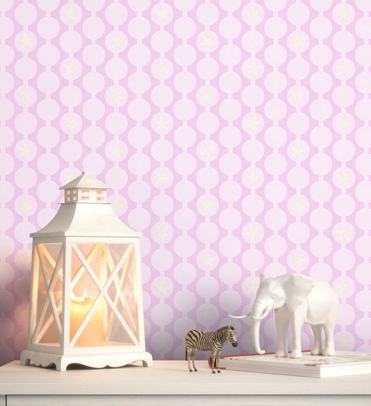Newroom Vliestapete, Rosa Tapete Kinder Punkte - Kindertapete Jugendtapete Weiß Jugend Modern Sterne Streifen für Kinderzimmer Jugendzimmer Babyzimmer