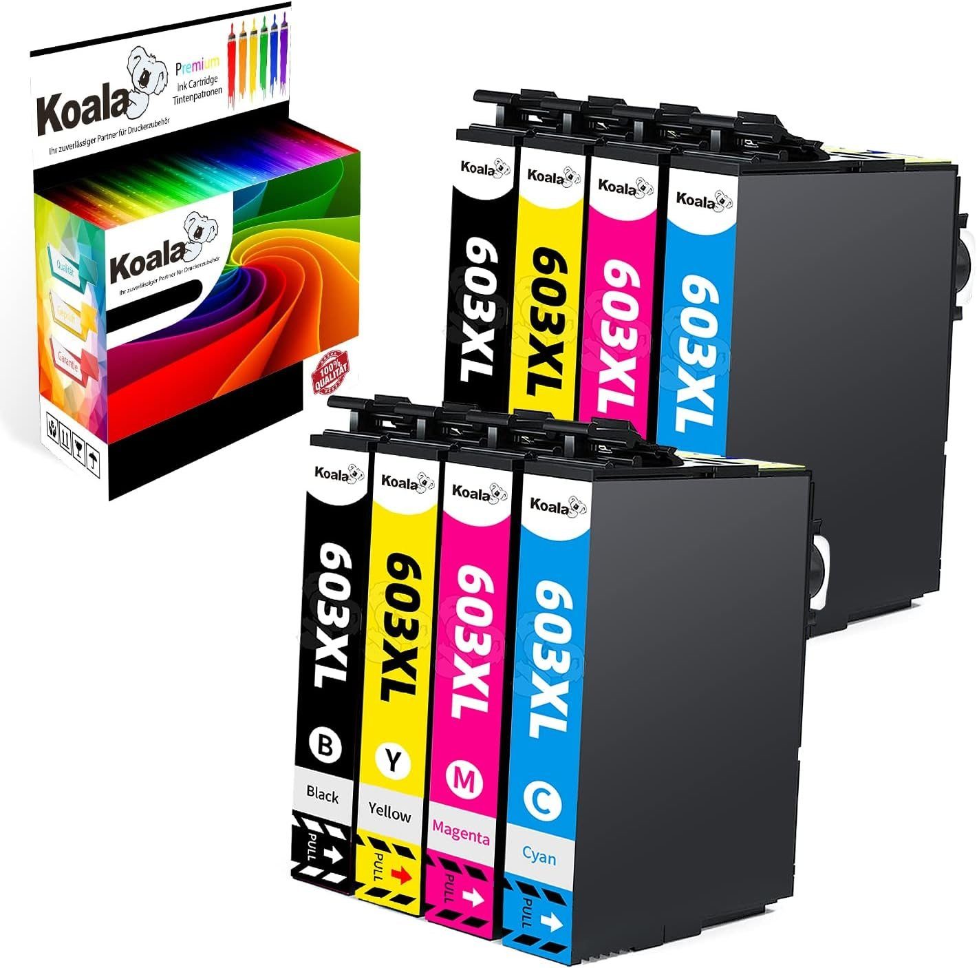 Koala Multipack EPSON 603 XL 603XL 8er für XP-3150 3155 4105 4155 Tintenpatrone (Packung, Für Epson Expression Home XP-3100 3150 2150 4100 4105 2105 2100)