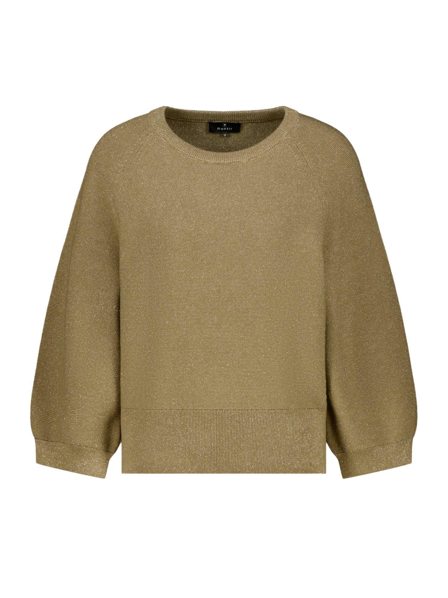 Monari Langarmshirt goldfarben,Casual,Baumwolle,Unifarben,Rundhals,3/4 Arm,Regular Fit